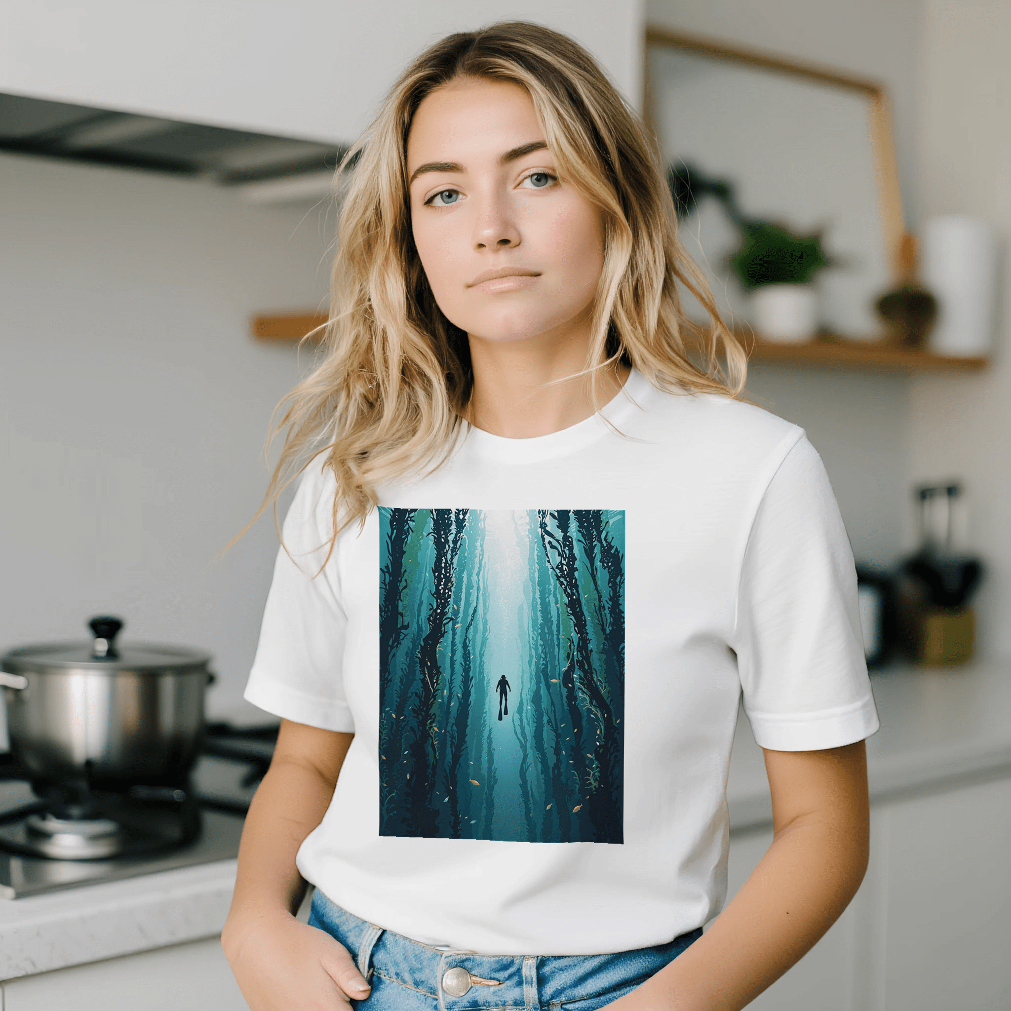 Kelp Forest Freediver Underwater T-Shirt | Diving Gift UK - Wild Thread Co