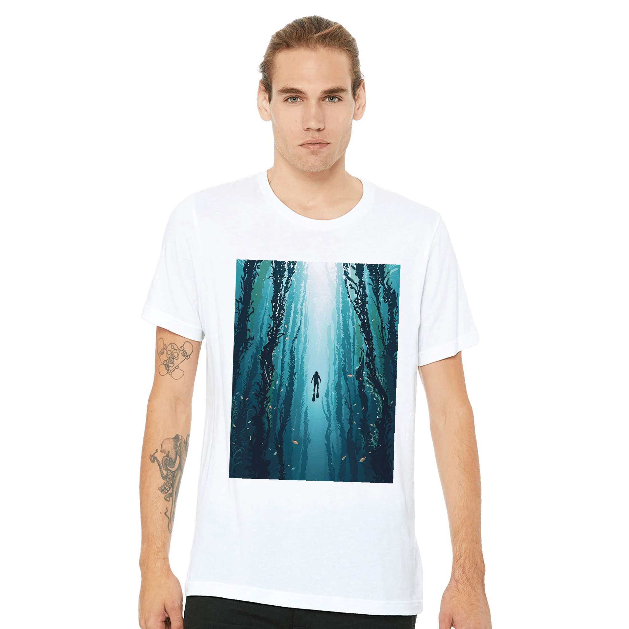 Kelp Forest Freediver Underwater T-Shirt | Diving Gift UK - Wild Thread Co