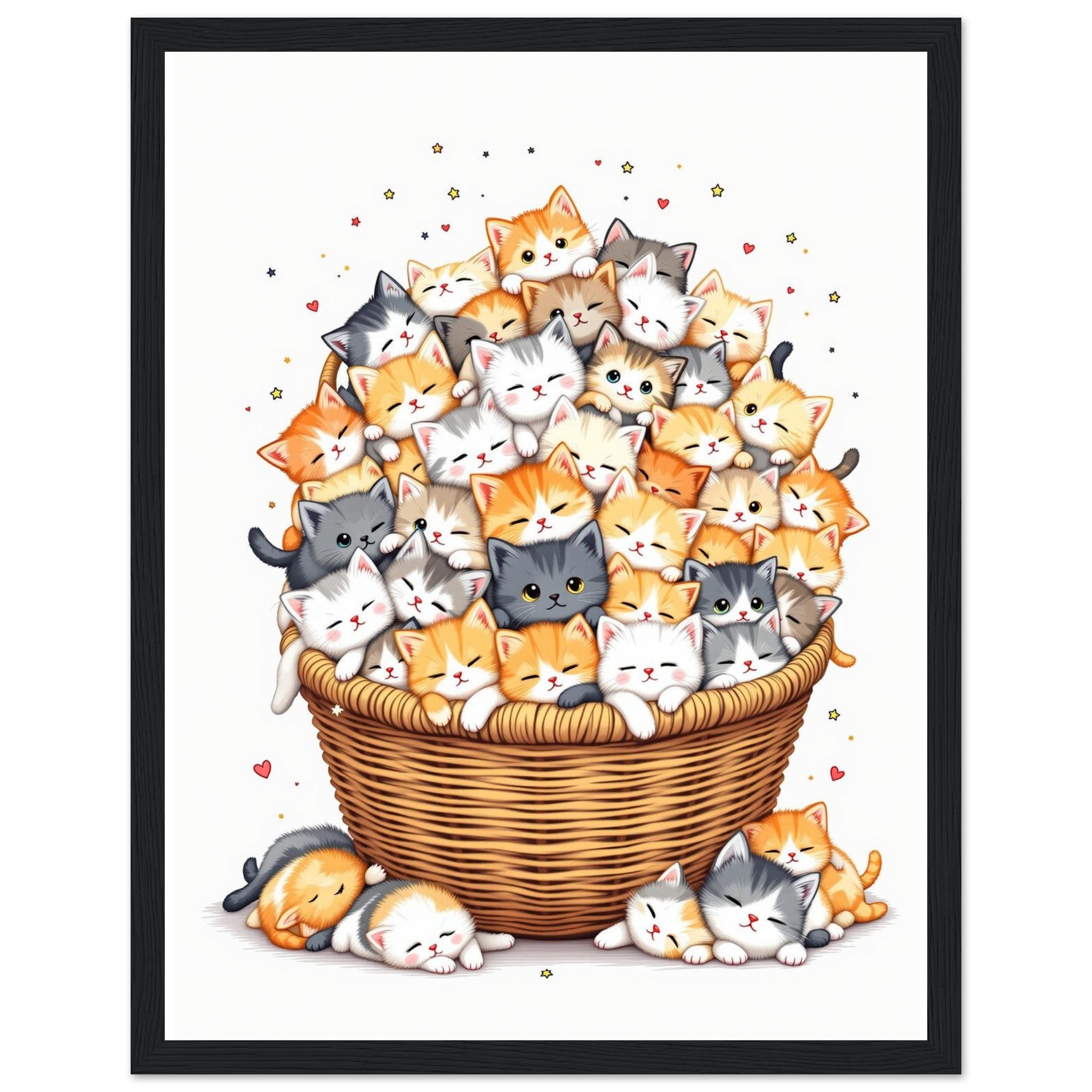 Kitten Basket Art Wall Art Ready to Hang UK Framed Print Hang — Framed Art Print | Wild Thread Co UK