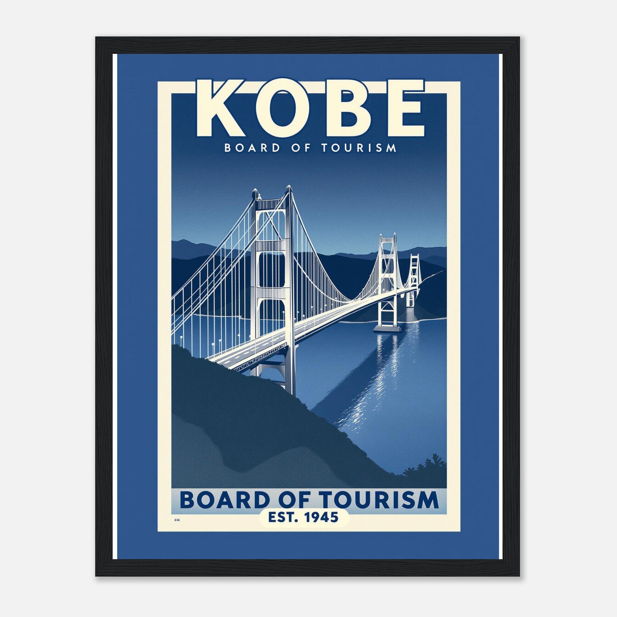 Kobe Vintage Travel Framed Print Wall Art Ready to Hang UK Framed Art Print — detail view | Wild Thread Co
