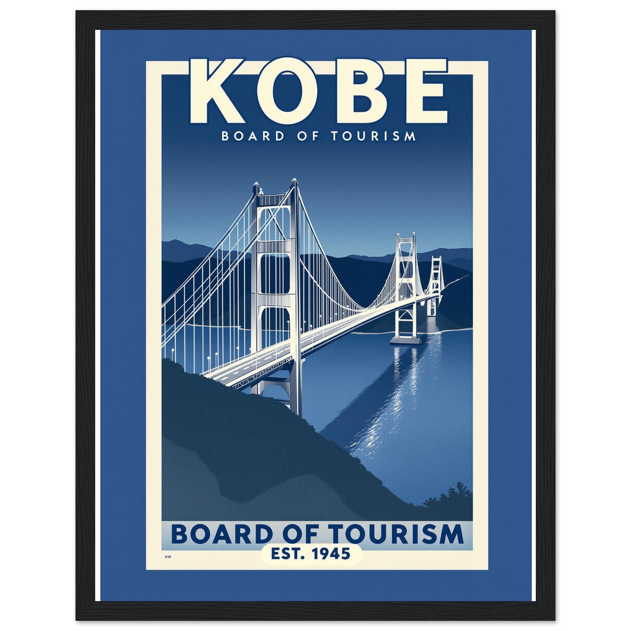 Kobe Vintage Travel Framed Print Wall Art Ready to Hang UK — Framed Art Print | Wild Thread Co UK