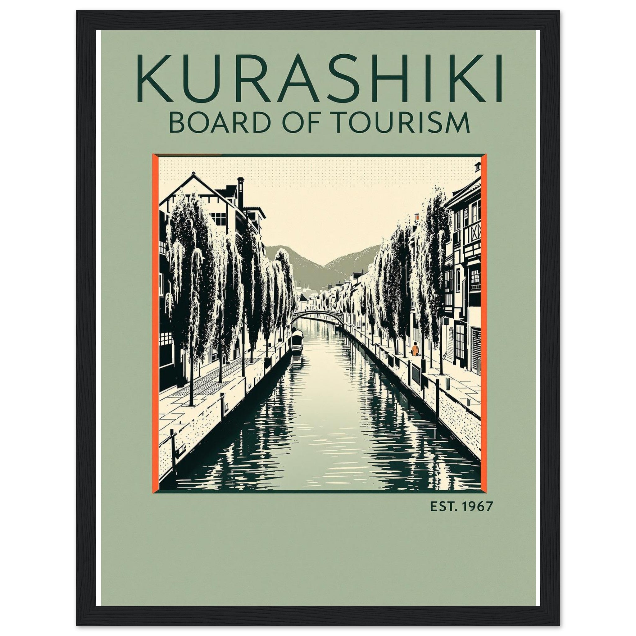 Kurashiki Vintage Travel Framed Print Wall Art Ready to Hang UK — Framed Art Print | Wild Thread Co UK