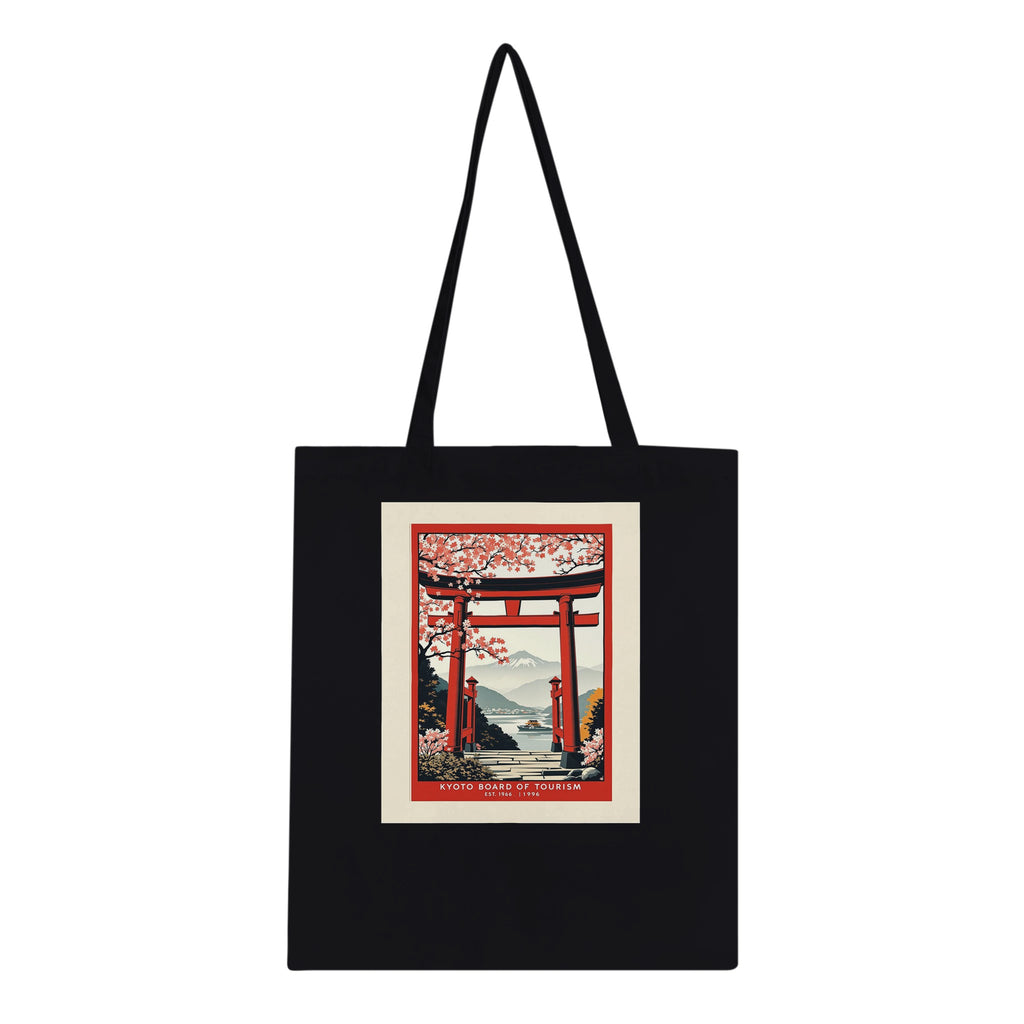 Kyoto Vintage Travel Tote Bag Cotton Shopper UK Tote Bag — detail view | Wild Thread Co
