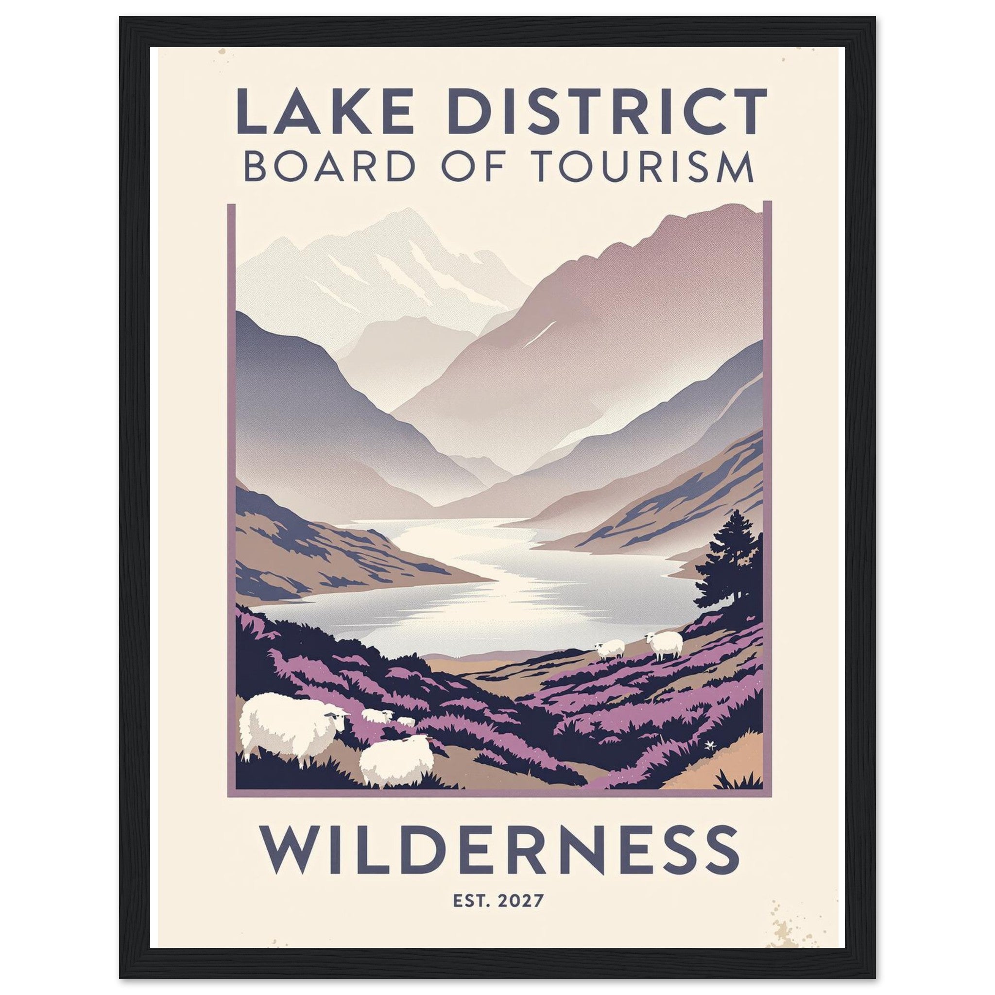 Lake District Vintage Travel Framed Print Wall Art Ready to Hang UK — Framed Art Print | Wild Thread Co UK