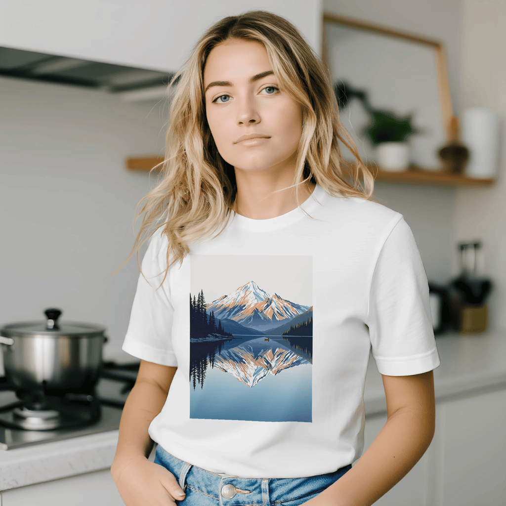 Lake Reflection Mountain T-Shirt | Still Water Tee UK - Wild Thread Co