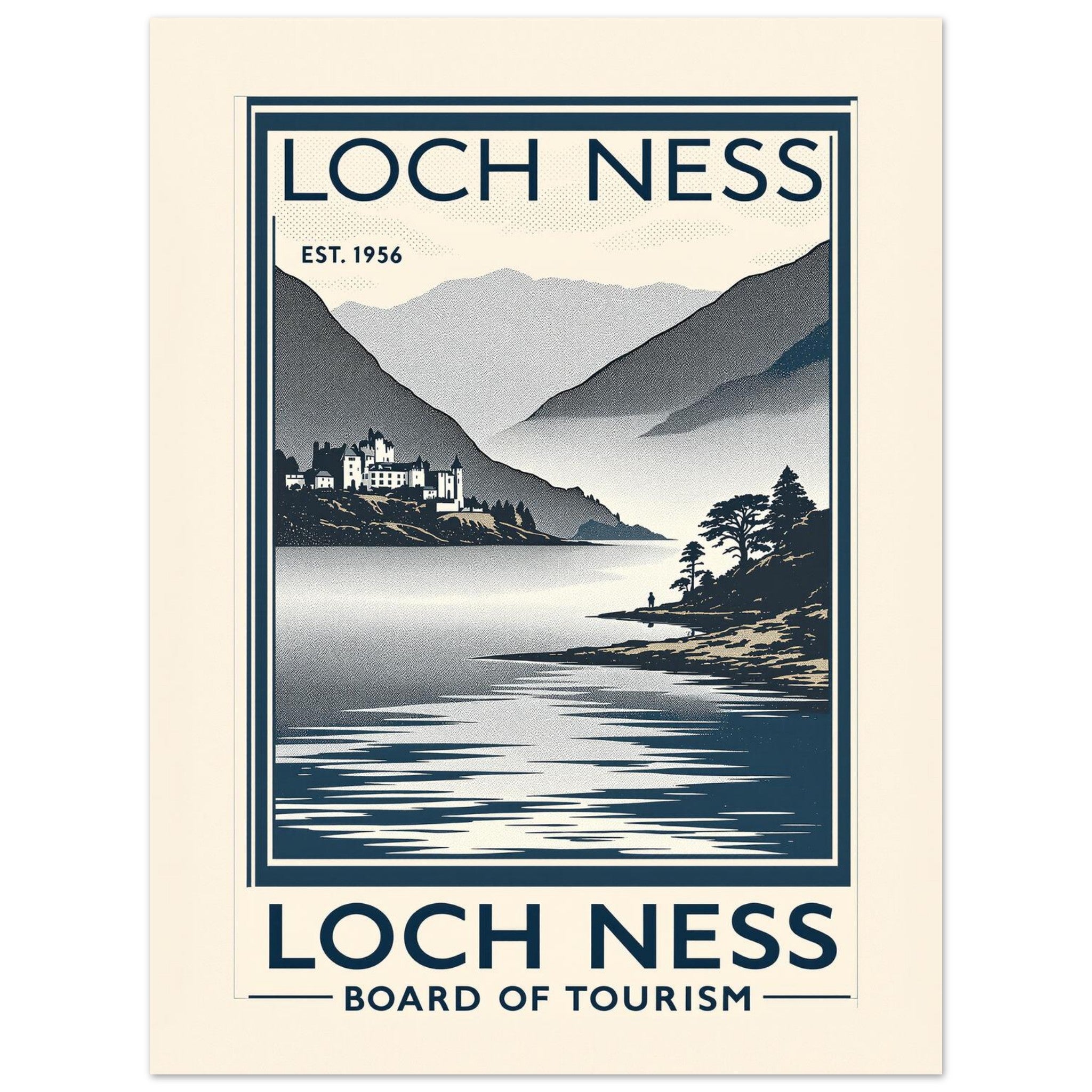 Loch Ness Vintage Travel Art Wall Art UK Art Print Poster Wall Art UK UK Gift Art Print — detail view | Wild Thread Co