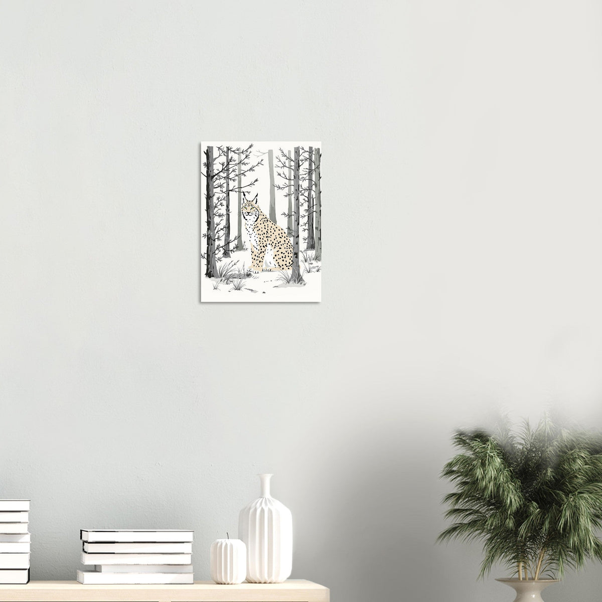 Lynx Scottish Pine Forest Ghost Art Wall Art UK Art Print Poster Wall Art UK - Wild Thread Co