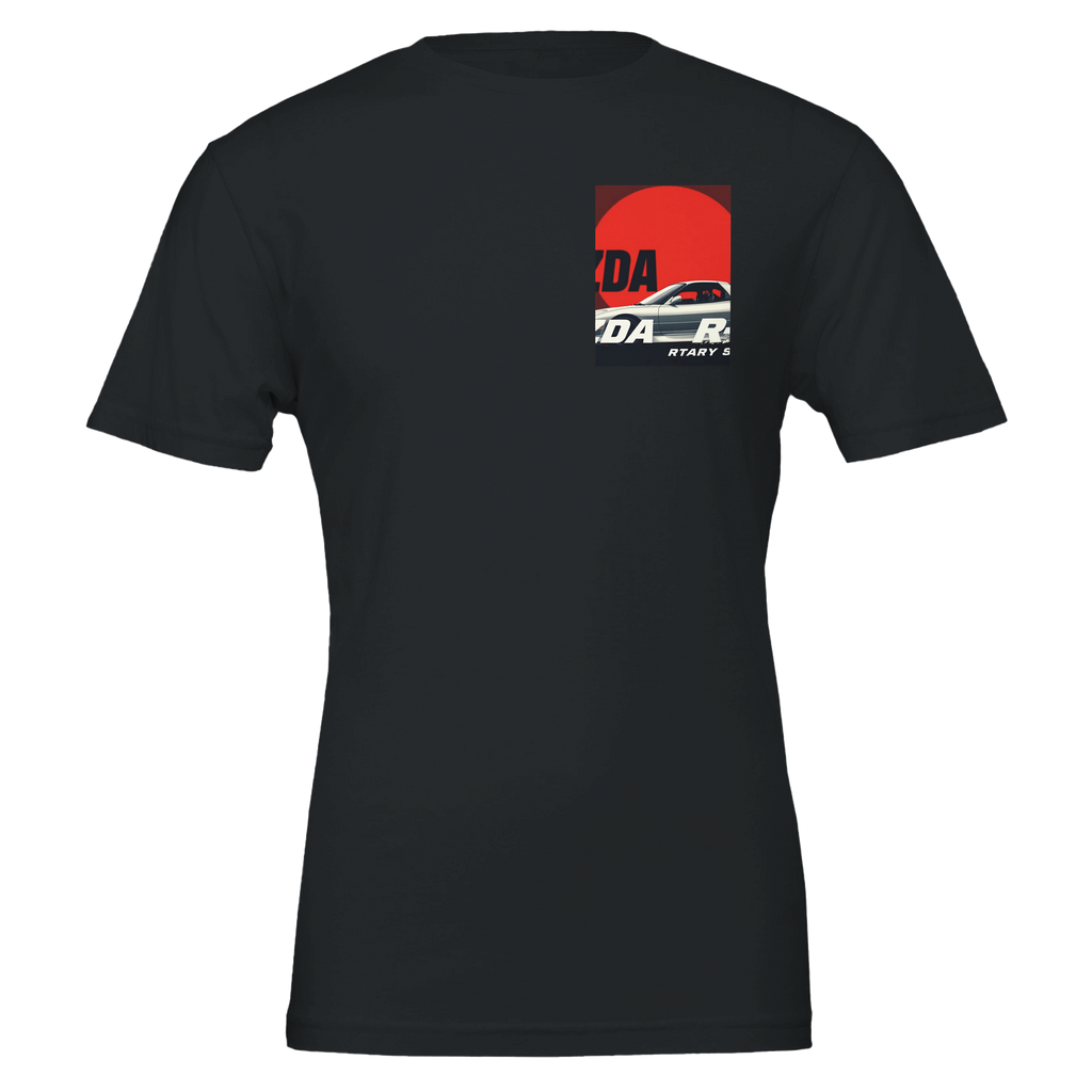 Mazda Rx7 Rising Sun T-Shirt Unisex Cotton Tee UK T-Shirt — detail view | Wild Thread Co
