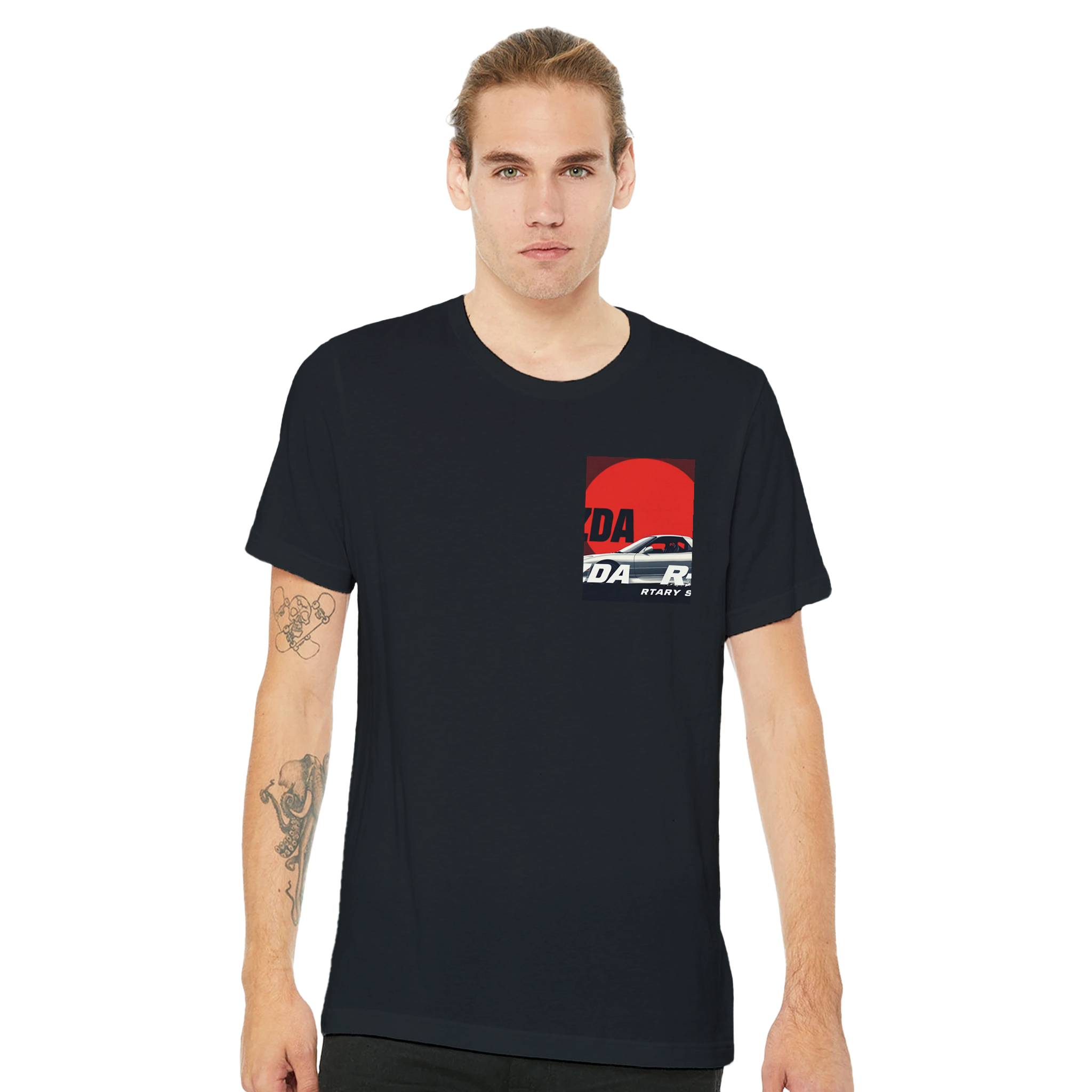 Mazda Rx7 Rising Sun T-Shirt Unisex Cotton Tee UK T-Shirt — detail view | Wild Thread Co