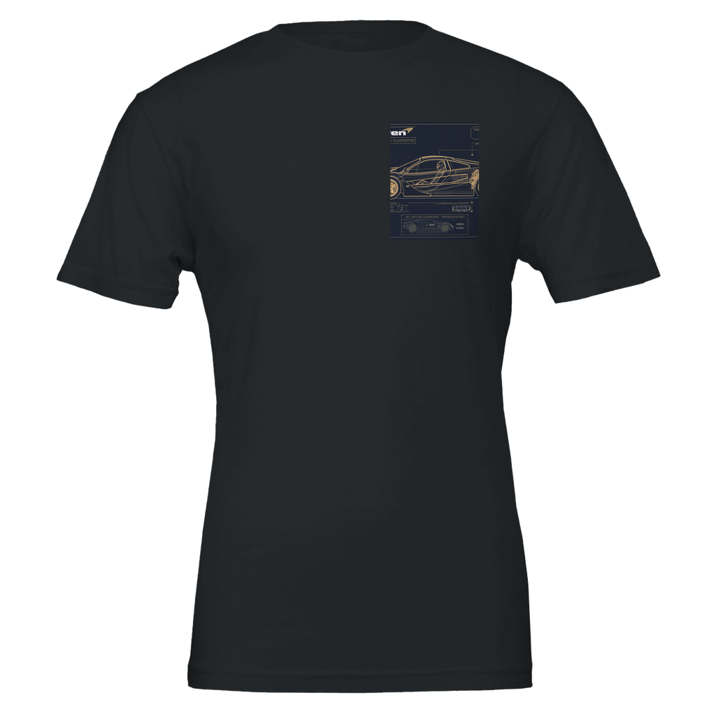 Mclaren F1 Blueprint Navy Gold UK Gift — T-Shirt | Wild Thread Co UK