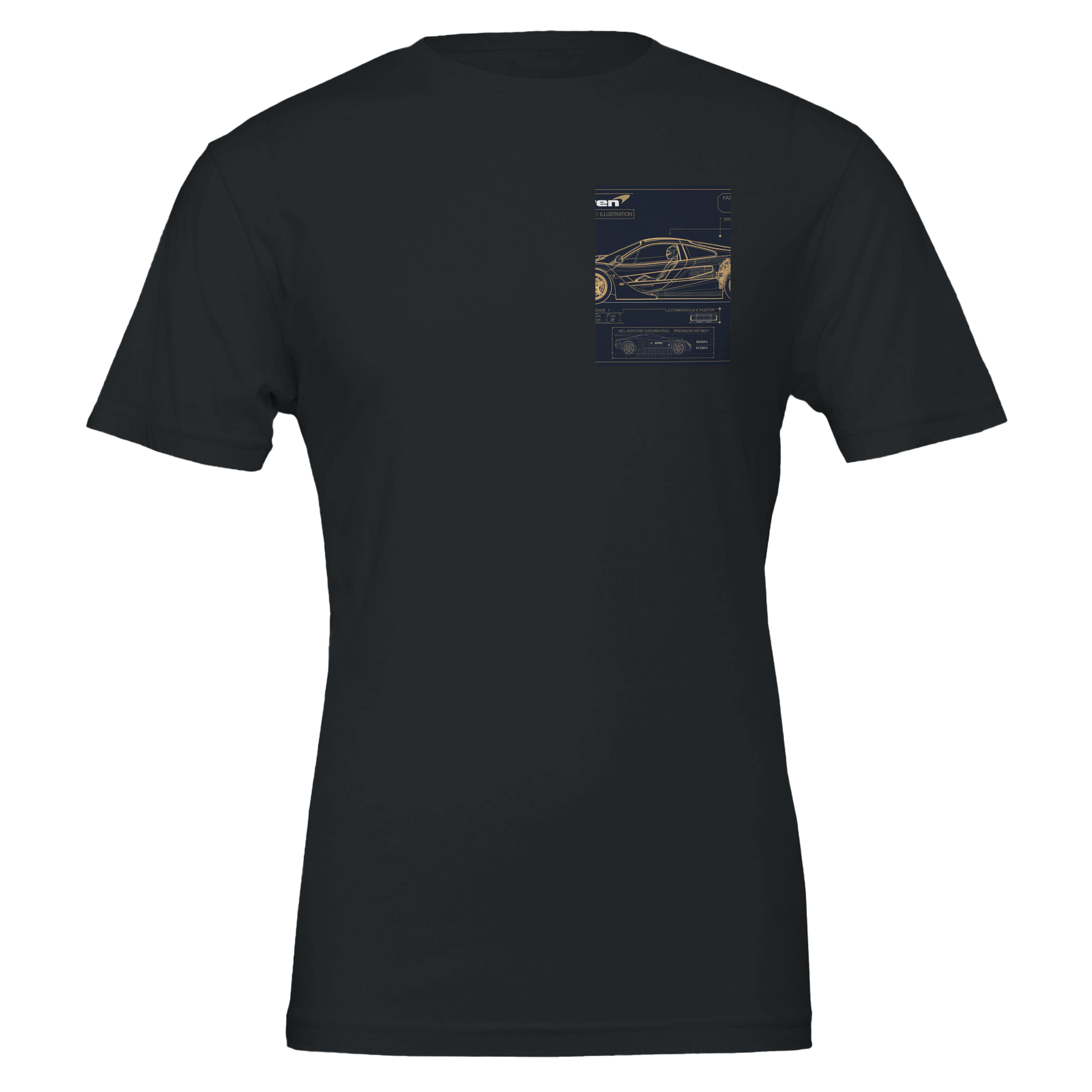 Mclaren F1 Blueprint Navy Gold UK Gift — T-Shirt | Wild Thread Co UK