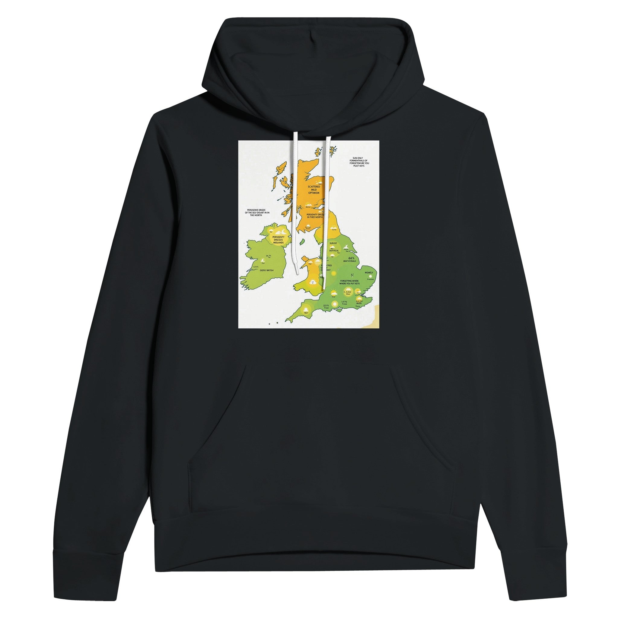 Met Office Weather Map Funny British Humour Hoodie Navy Gorpcore Gift - Wild Thread Co