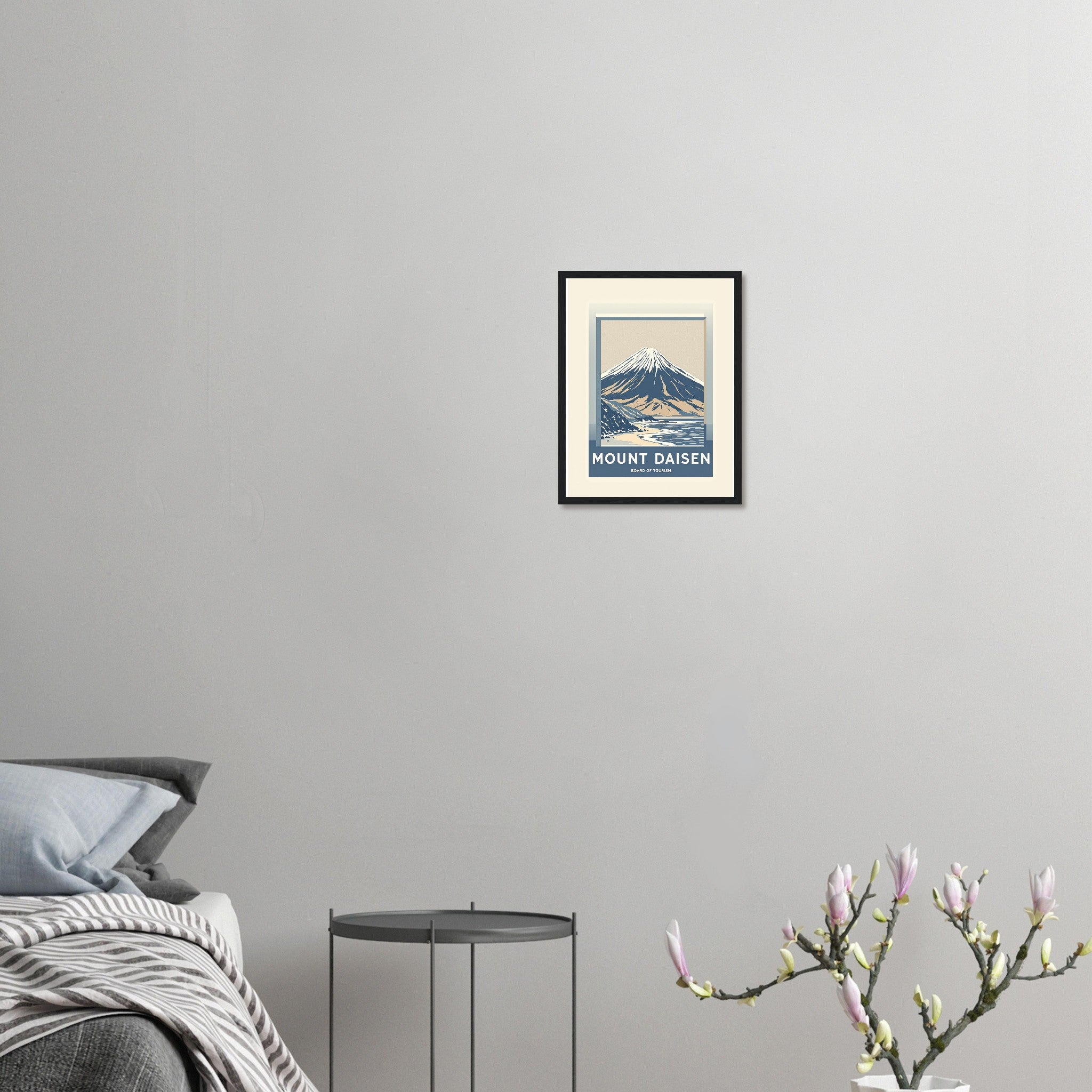 Mount Daisen Vintage Travel Framed Print Wall Art Ready to Hang UK Framed Art Print — detail view | Wild Thread Co
