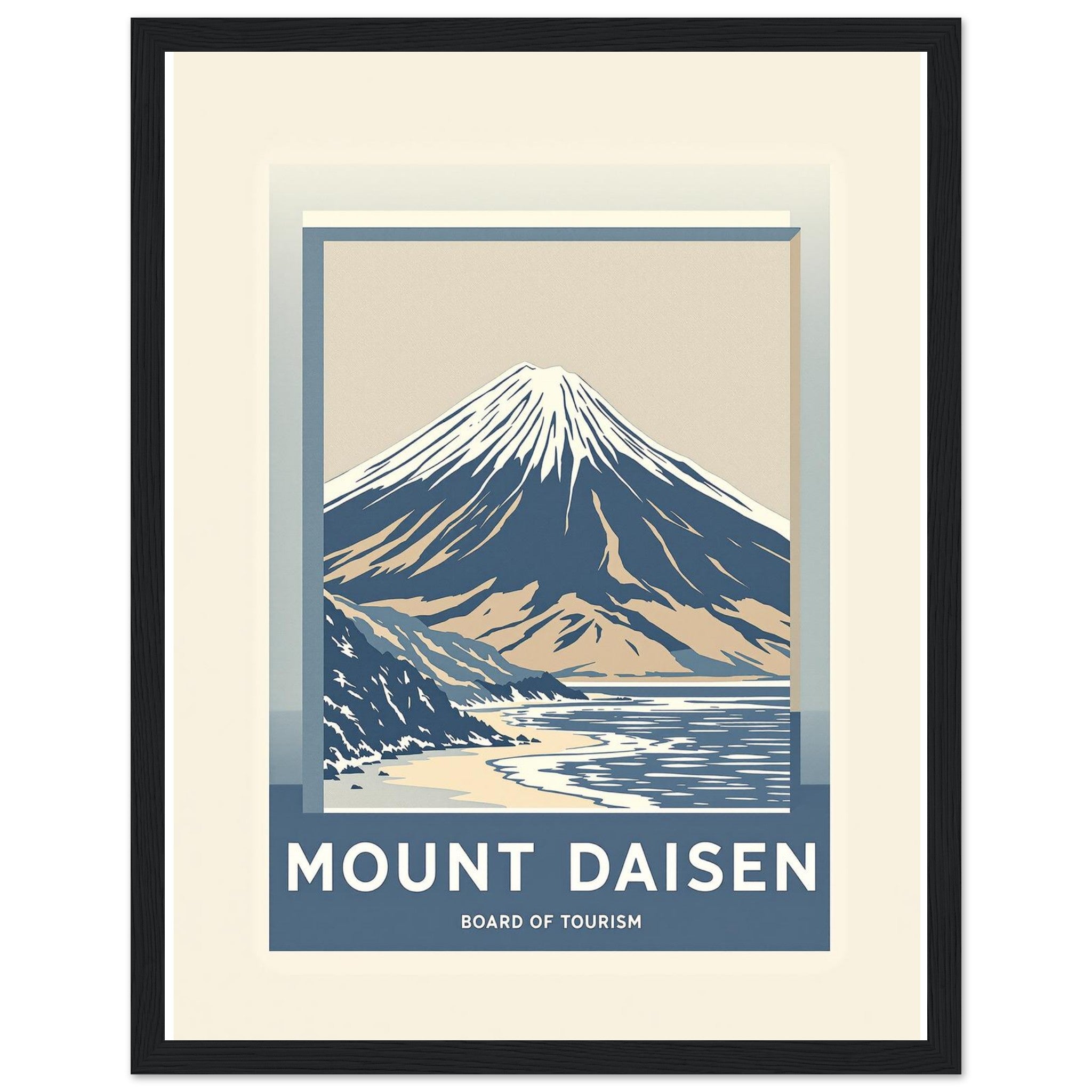 Mount Daisen Vintage Travel Framed Print Wall Art Ready to Hang UK — Framed Art Print | Wild Thread Co UK