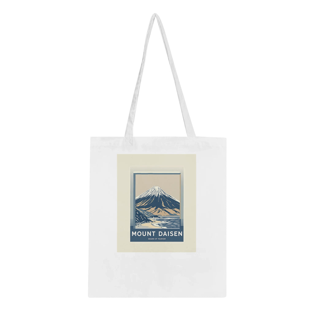 Mount Daisen Vintage Travel Tote Bag Cotton Shopper UK Tote Bag — detail view | Wild Thread Co