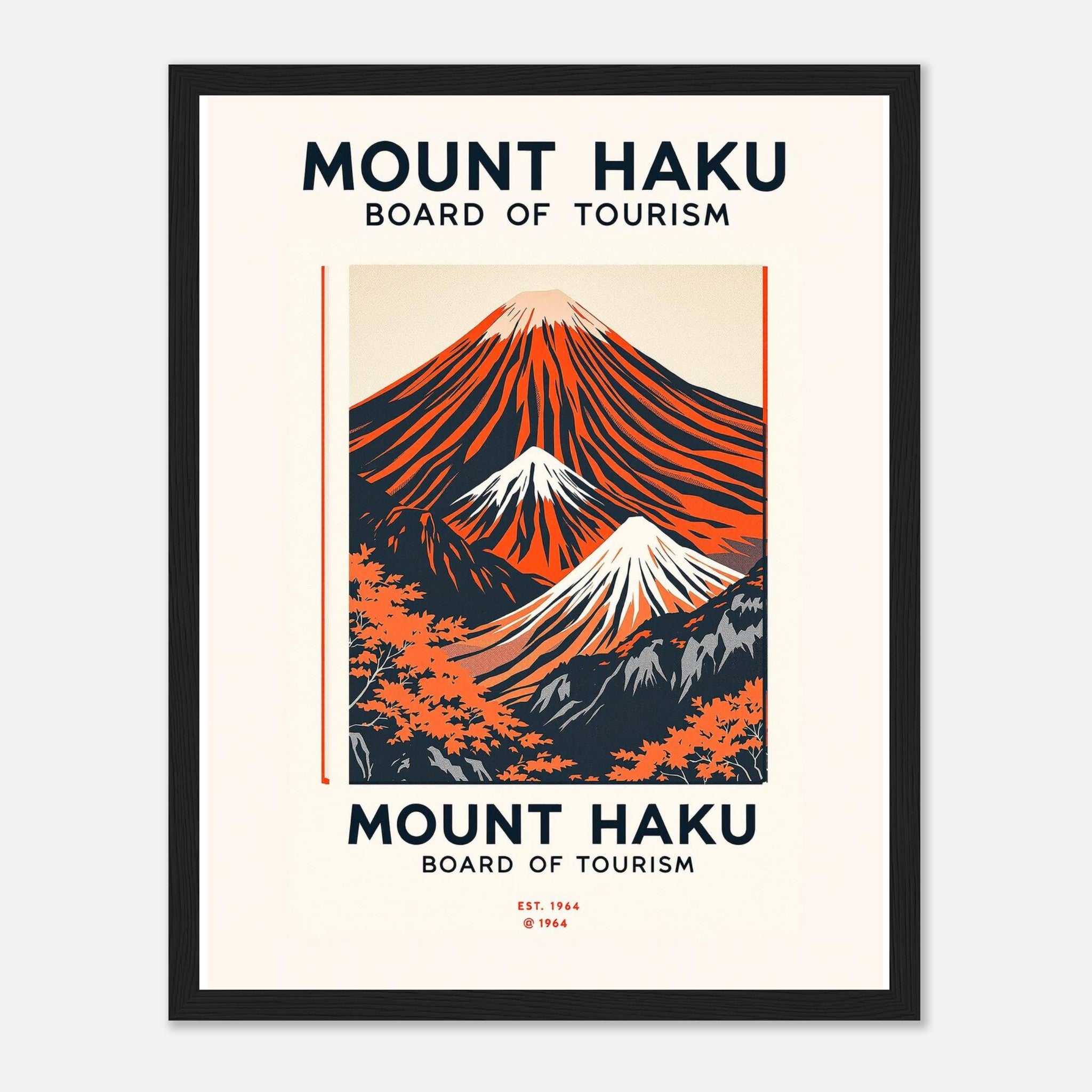 Mount Haku Vintage Travel Framed Print Wall Art Ready to Hang UK Framed Art Print — detail view | Wild Thread Co