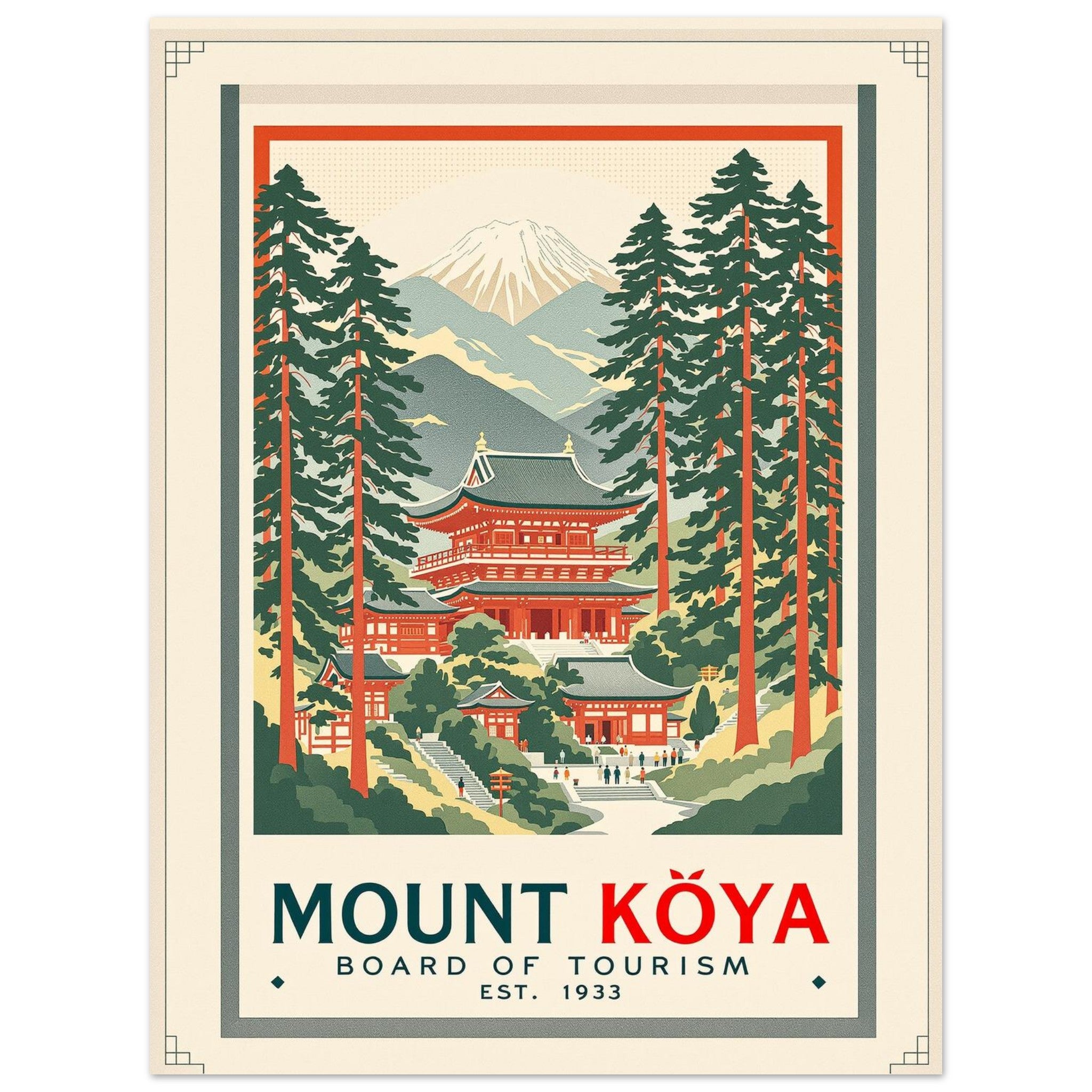 Mount K Ya Vintage Travel Art Wall Art UK Art Print Poster Wall Art UK UK Gift Art Print — detail view | Wild Thread Co