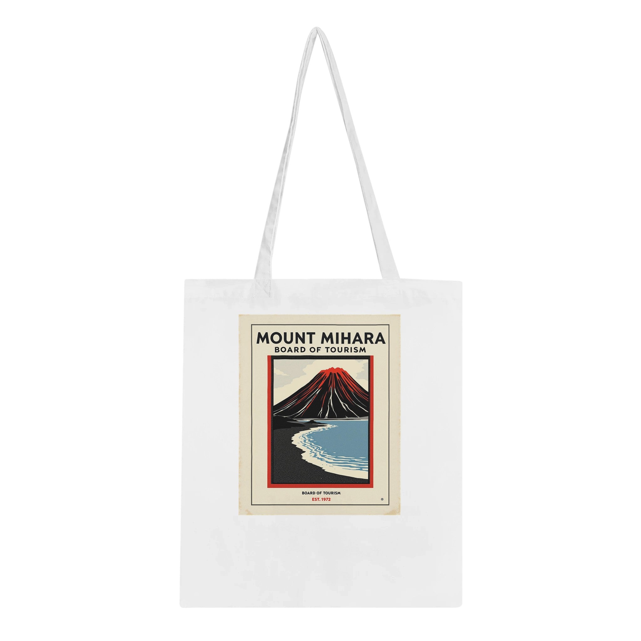 Mount Mihara Vintage Travel Tote Bag Cotton Shopper UK Tote Bag — detail view | Wild Thread Co