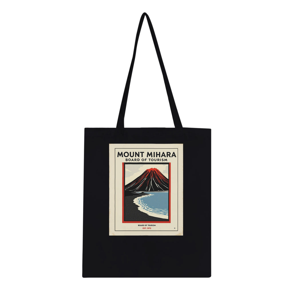 Mount Mihara Vintage Travel Tote Bag Cotton Shopper UK Tote Bag — detail view | Wild Thread Co