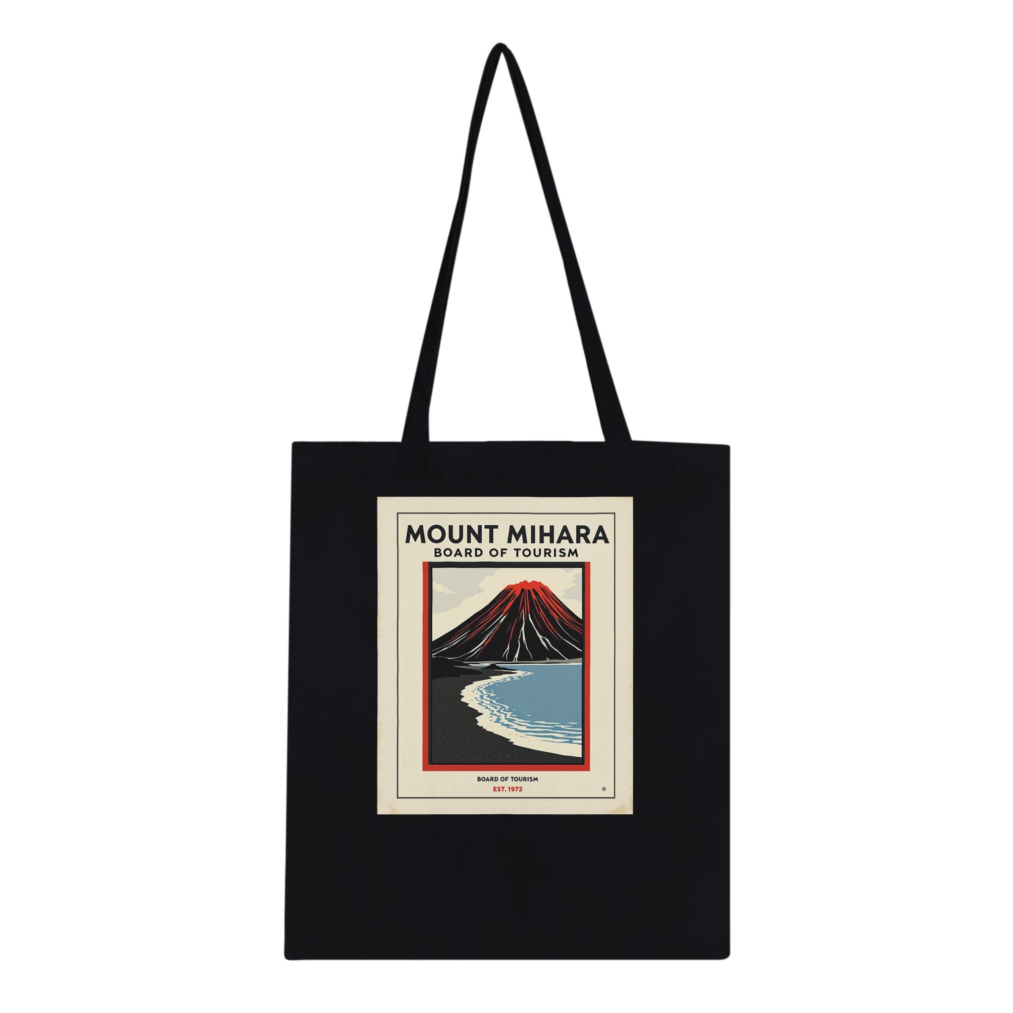 Mount Mihara Vintage Travel Tote Bag Cotton Shopper UK Tote Bag — detail view | Wild Thread Co