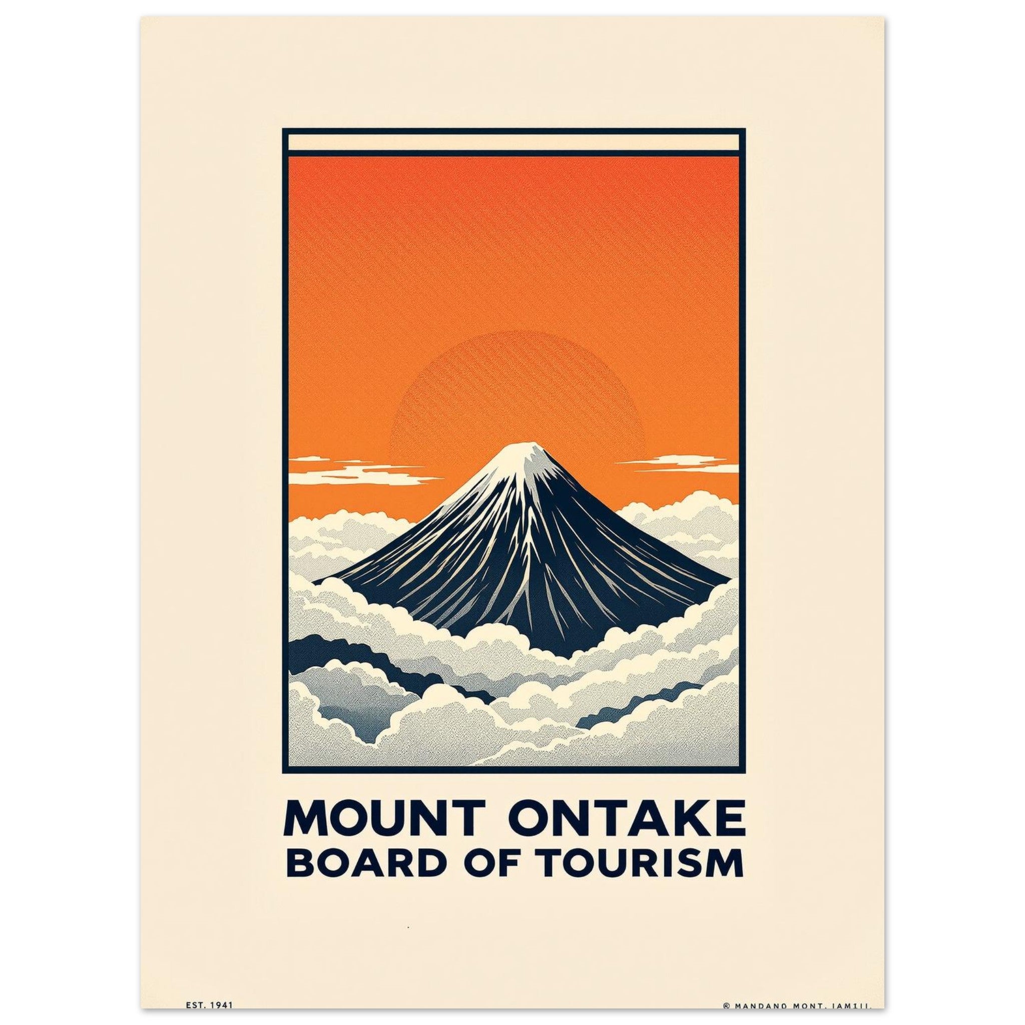 Mount Ontake Vintage Travel Art Wall Art UK Art Print Poster Wall Art UK UK Gift Art Print — detail view | Wild Thread Co