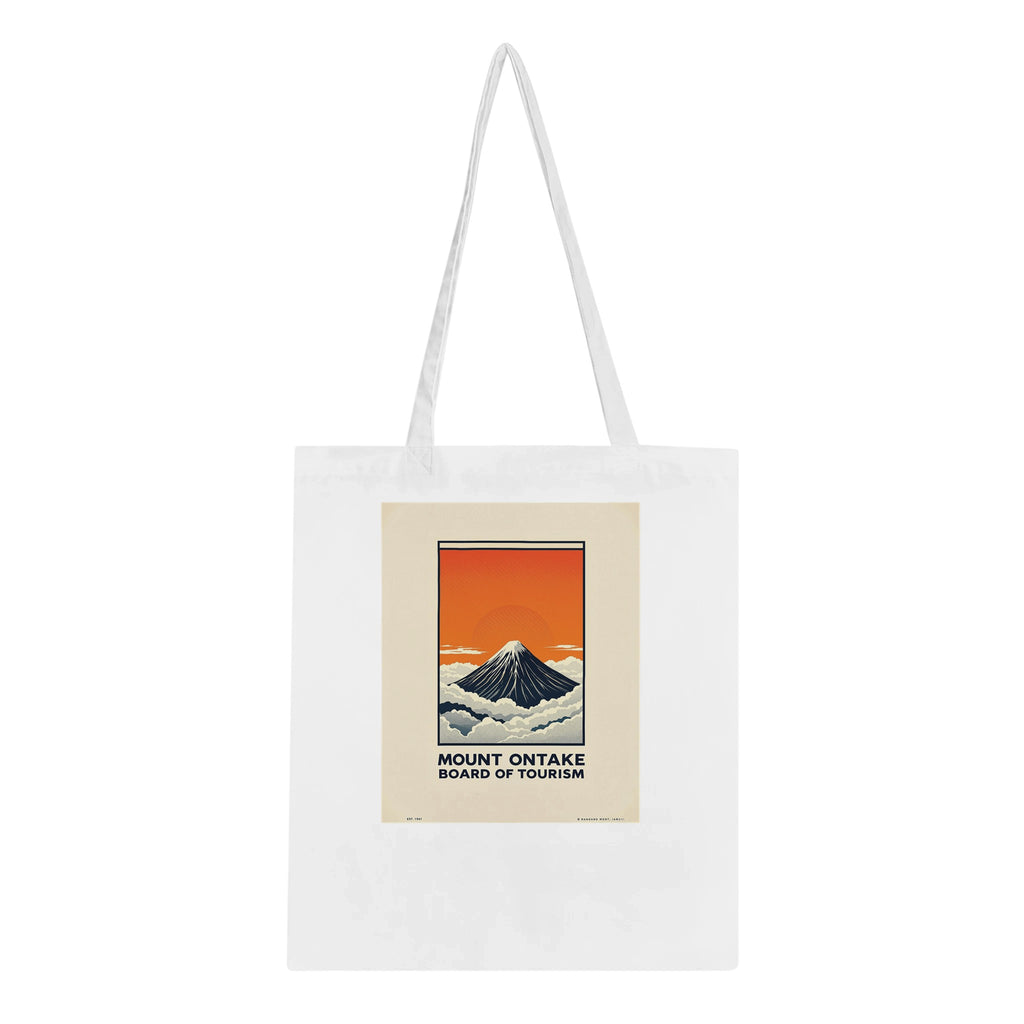 Mount Ontake Vintage Travel Tote Bag Cotton Shopper UK Tote Bag — detail view | Wild Thread Co