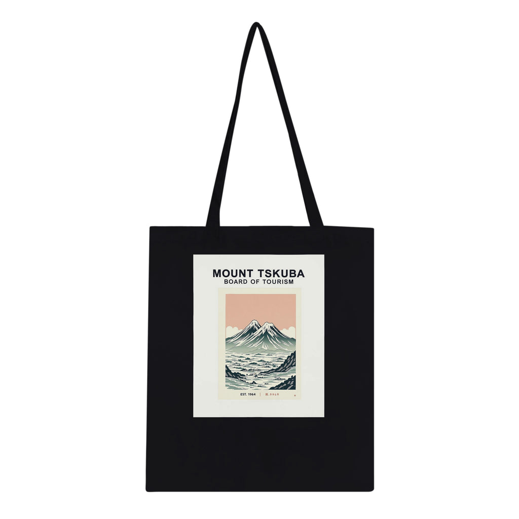 Mount Tsukuba Vintage Travel Tote Bag Cotton Shopper UK Tote Bag — detail view | Wild Thread Co