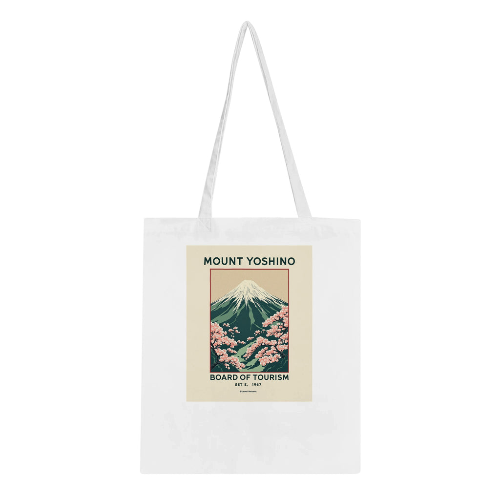 Mount Yoshino Vintage Travel Tote Bag Cotton Shopper UK Tote Bag — detail view | Wild Thread Co