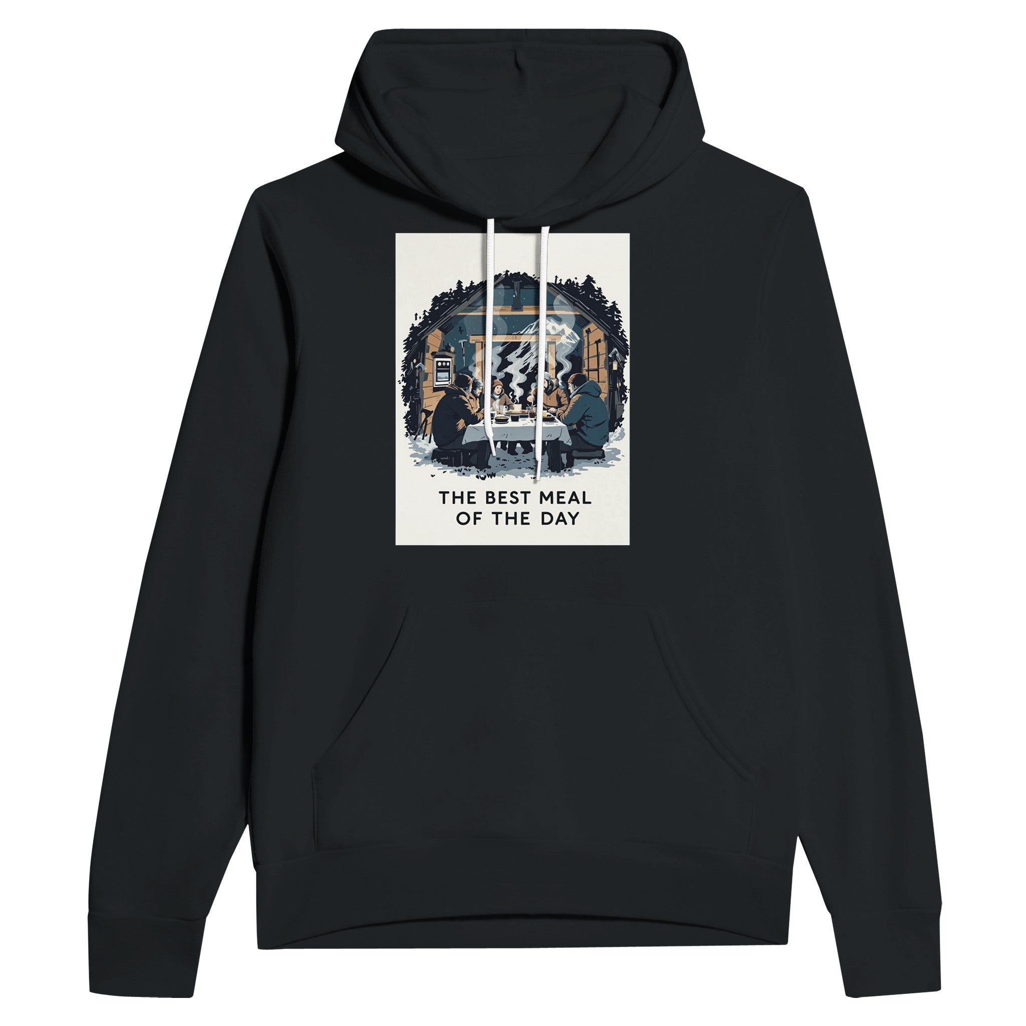 Mountain Hut Supper Climbing Gift Hoodie | Alpine Illustrated Hoodie - Wild Thread Co