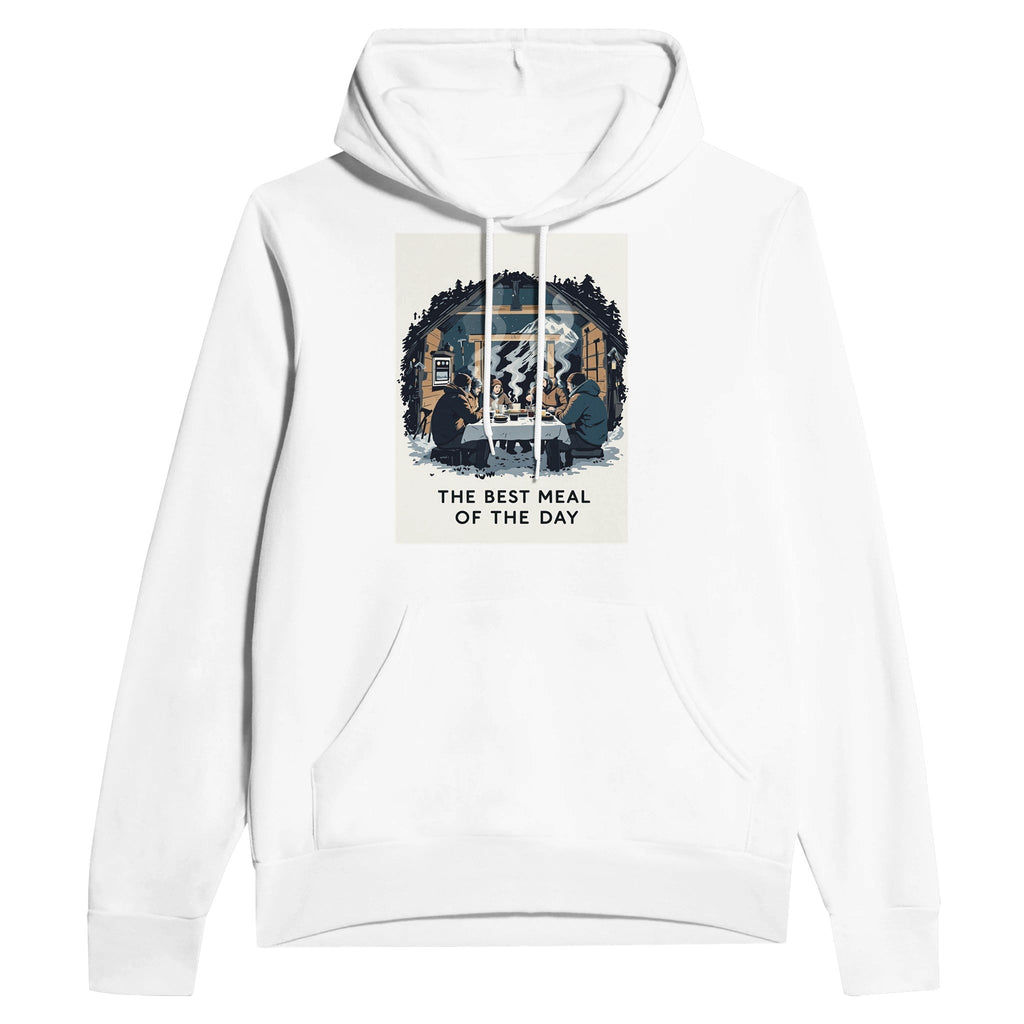 Mountain Hut Supper Climbing Gift Hoodie | Alpine Illustrated Hoodie - Wild Thread Co