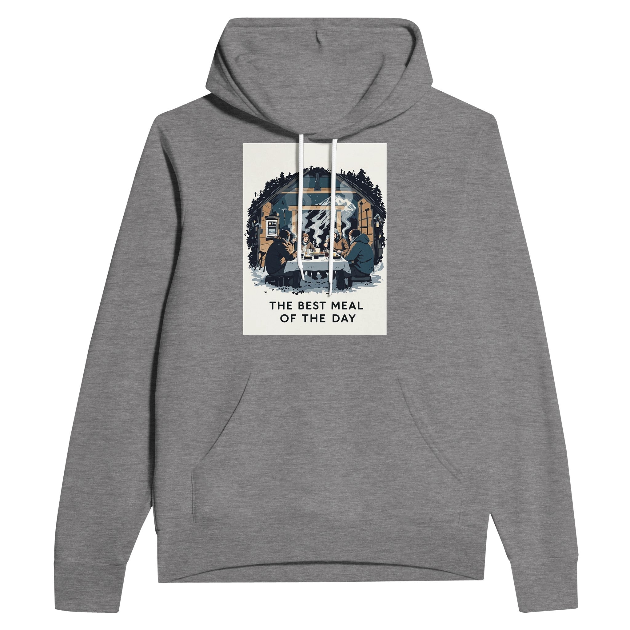 Mountain Hut Supper Climbing Gift Hoodie | Alpine Illustrated Hoodie - Wild Thread Co