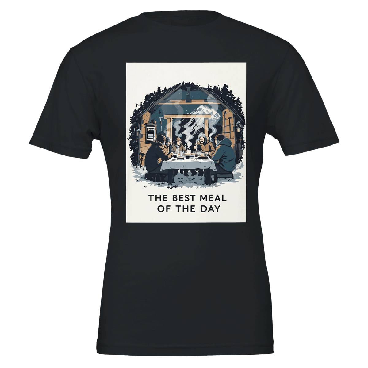 Mountain Hut Supper Climbing Gift Tee | Alpine Illustrated Shirt - Wild Thread Co