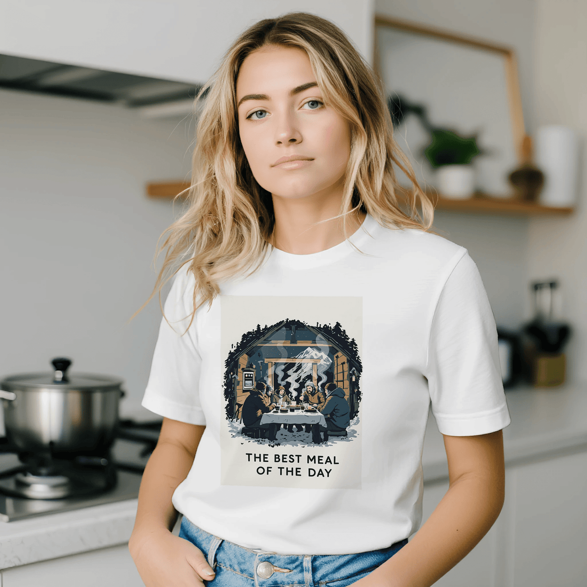 Mountain Hut Supper Climbing Gift Tee | Alpine Illustrated Shirt - Wild Thread Co