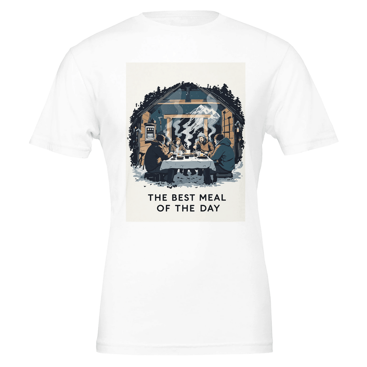 Mountain Hut Supper Climbing Gift Tee | Alpine Illustrated Shirt - Wild Thread Co
