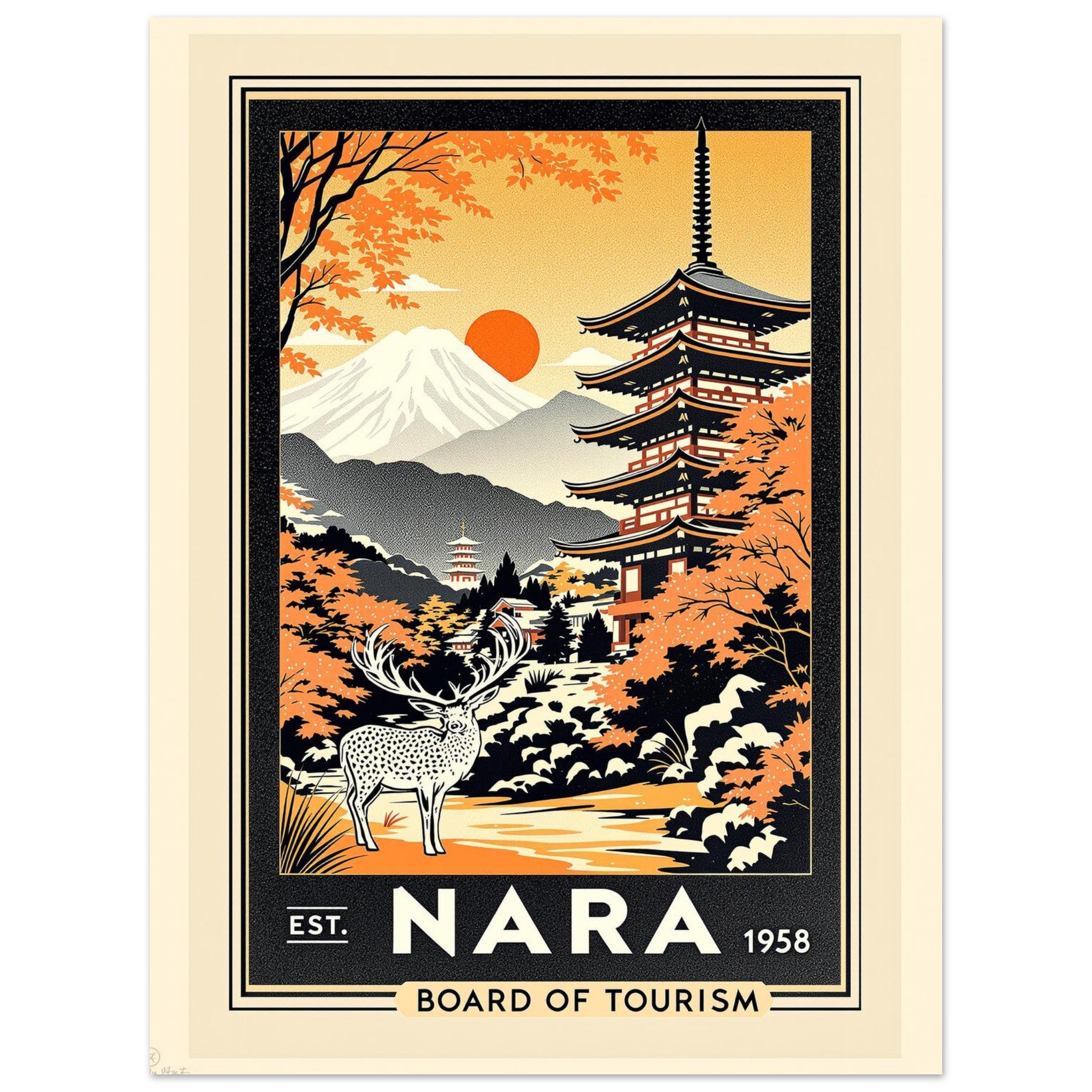 Nara Vintage Travel Art Wall Art UK Art Print Art Print — detail view | Wild Thread Co