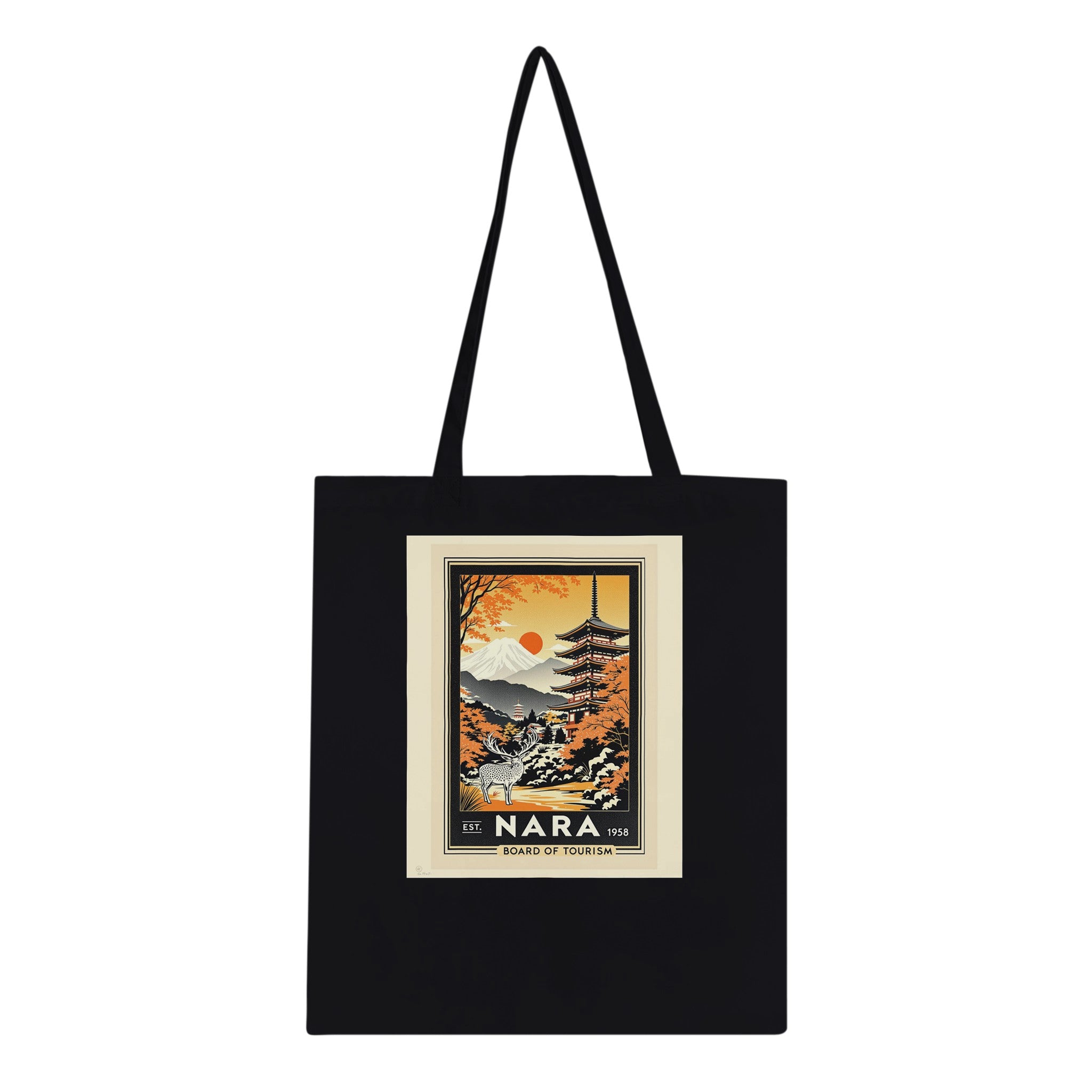Nara Vintage Travel Tote Bag Cotton Shopper UK Tote Bag — detail view | Wild Thread Co