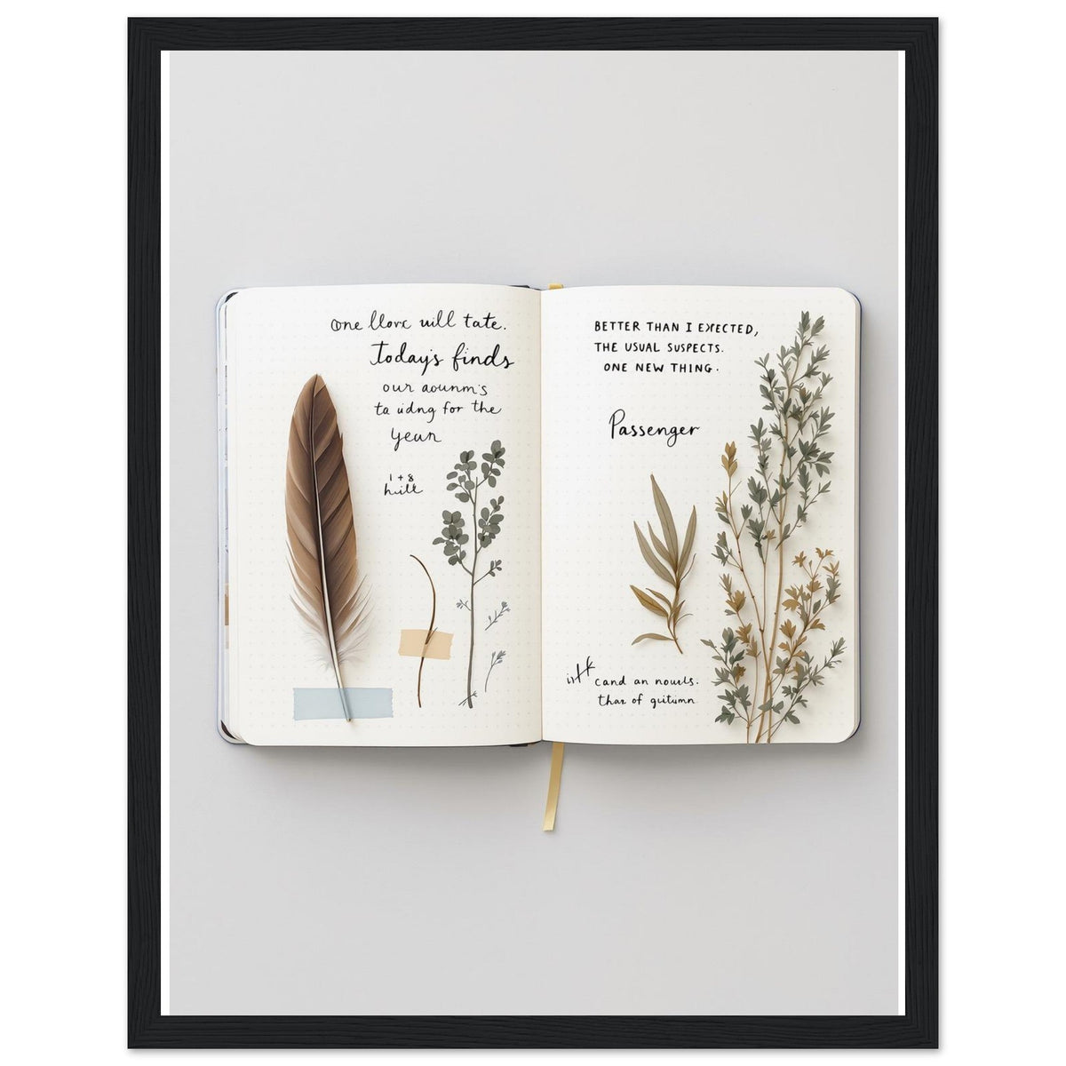 Naturalist Field Journal Sketches Framed Print Wall Art Ready to Hang - Wild Thread Co