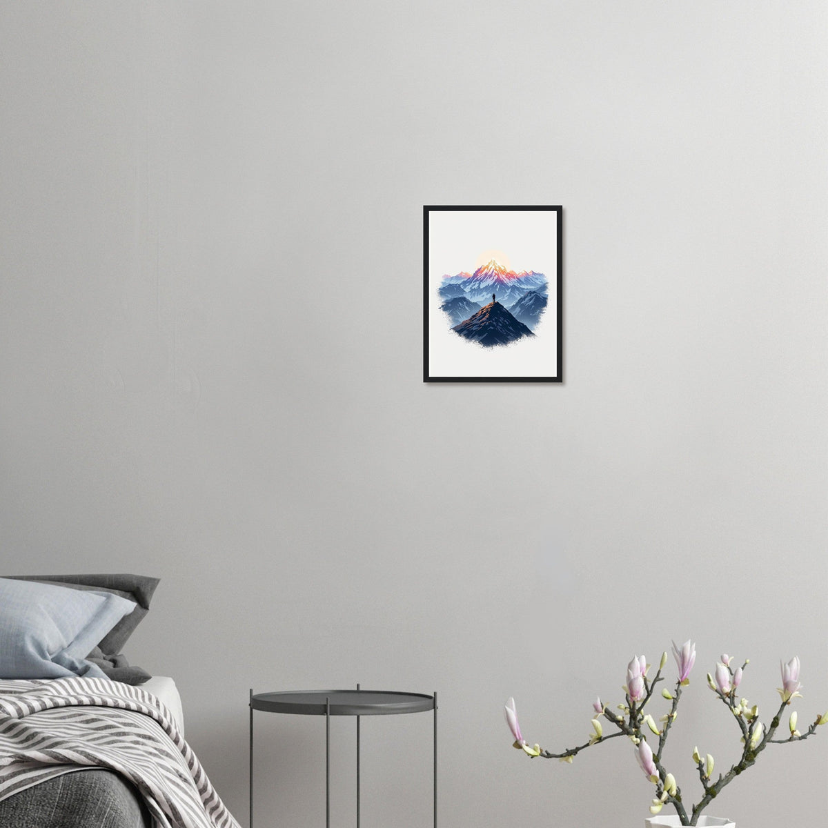 New Day Mountain Light Alpenglow Framed Print Wall Art Ready to Hang - Wild Thread Co