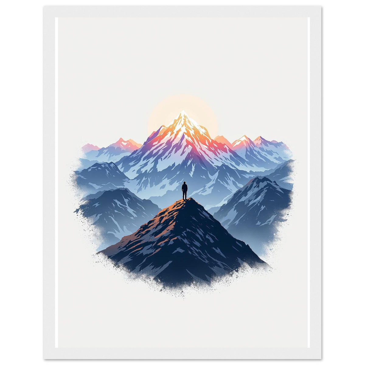 New Day Mountain Light Alpenglow Framed Print Wall Art Ready to Hang - Wild Thread Co