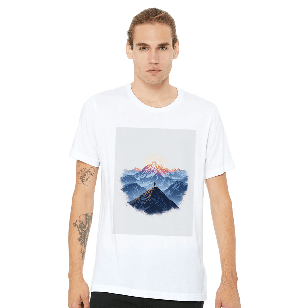 New Day Mountain Light Alpenglow Navy T-Shirt | Outdoor Inspiration Gift - Wild Thread Co