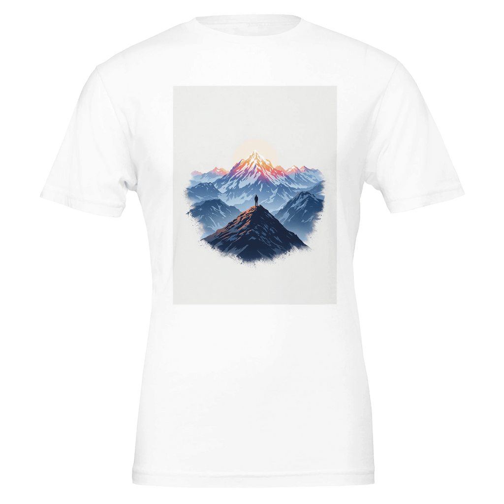 New Day Mountain Light Alpenglow Navy T-Shirt | Outdoor Inspiration Gift - Wild Thread Co