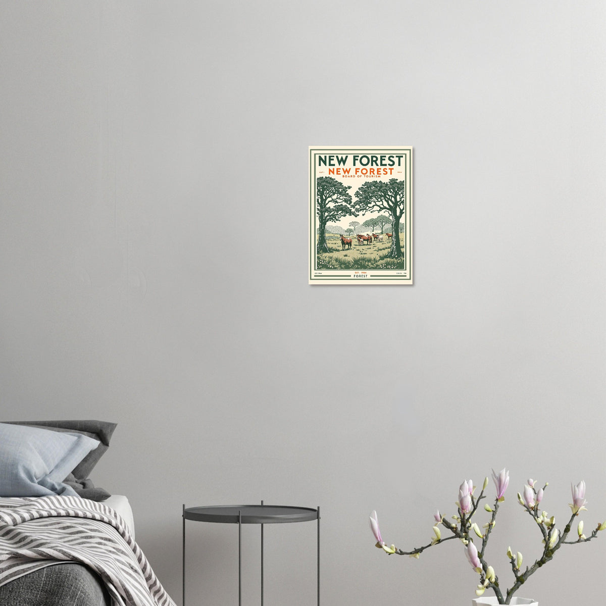 New Forest Vintage Travel Art Wall Art UK Art Print Poster Wall Art UK UK Gift Art Print — detail view | Wild Thread Co
