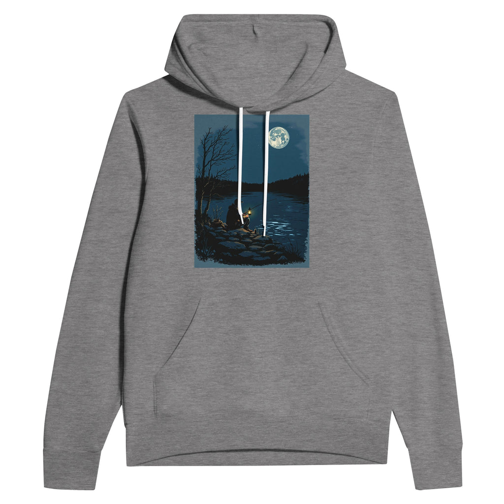 Night Fishing Hoodie | Patient Angler Gift | Illustrated River Lantern Hoodie - Wild Thread Co