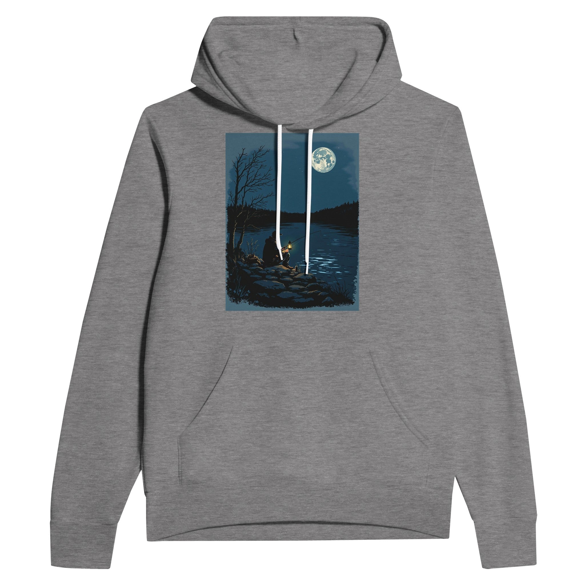 Night Fishing Hoodie | Patient Angler Gift | Illustrated River Lantern Hoodie - Wild Thread Co