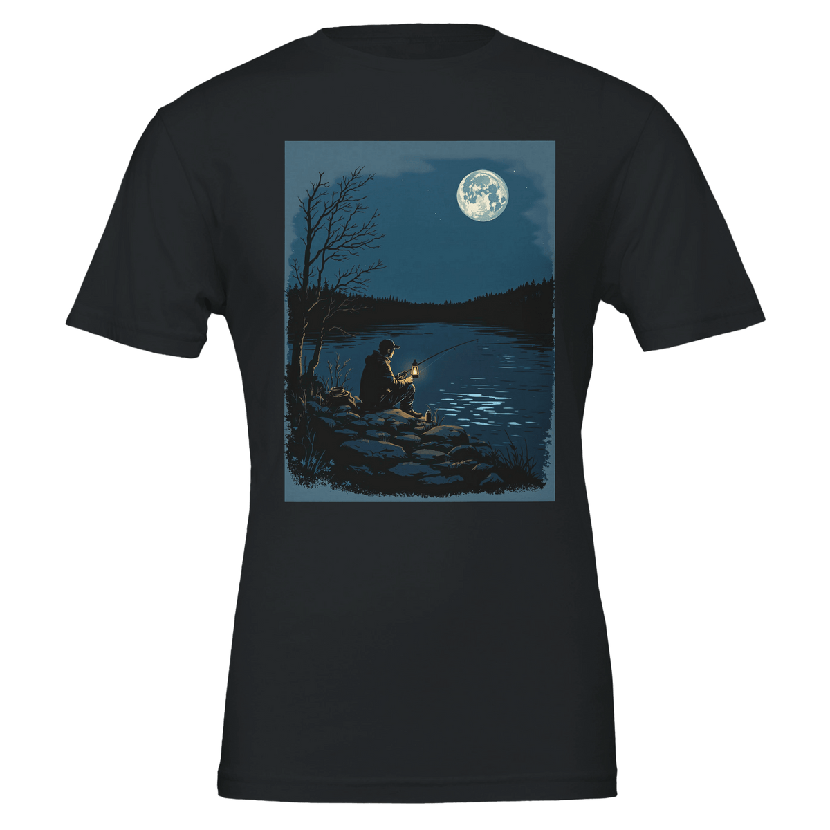 Night Fishing Tee | Patient Angler Gift | Illustrated River Lantern Shirt - Wild Thread Co
