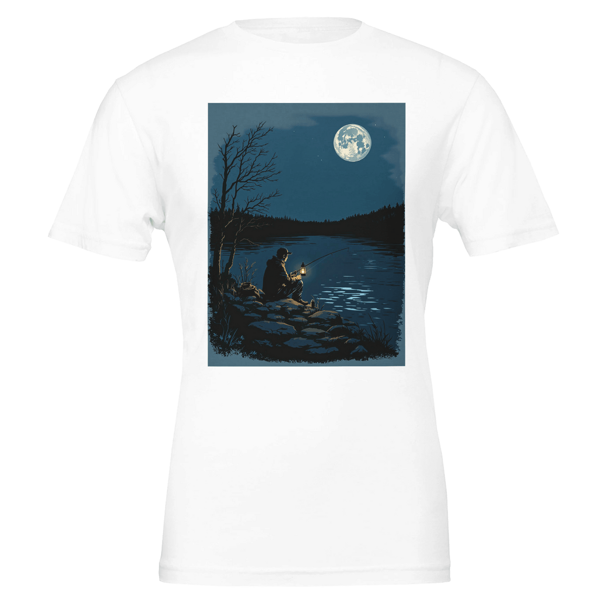 Night Fishing Tee | Patient Angler Gift | Illustrated River Lantern Shirt - Wild Thread Co