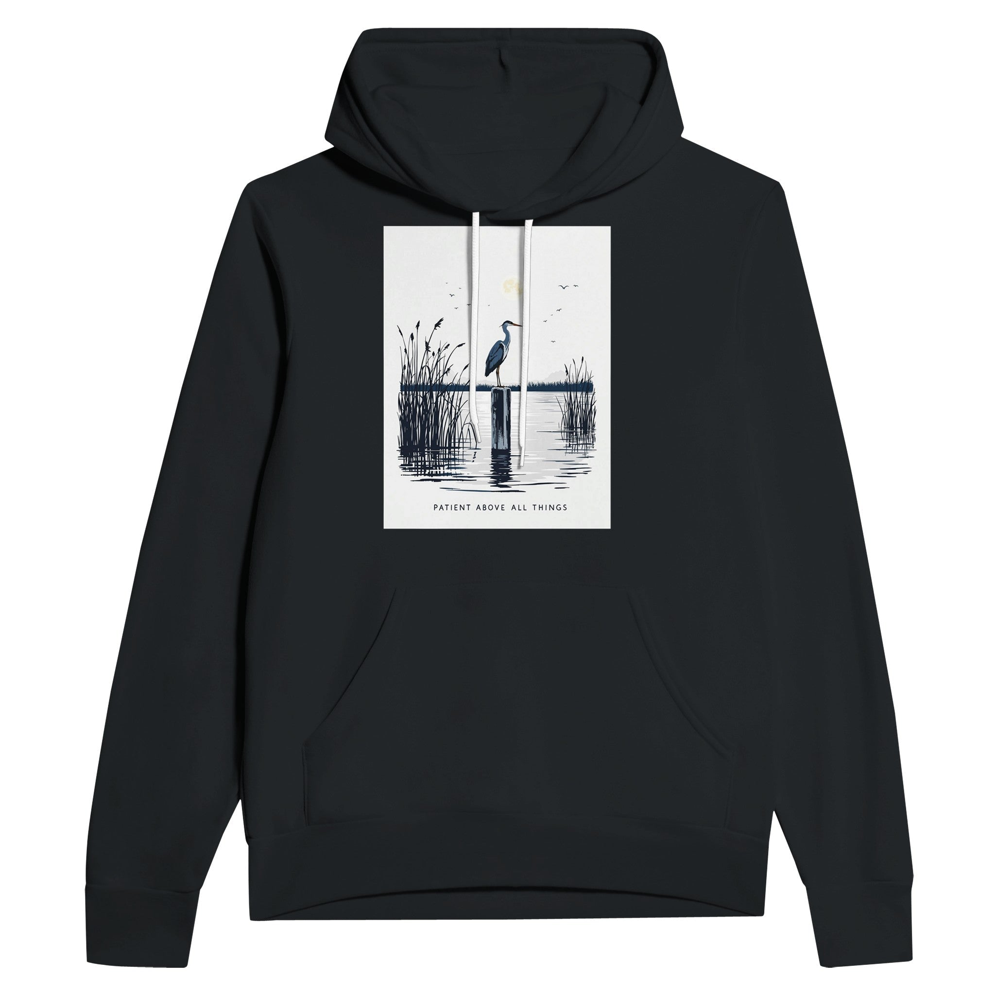 Night Heron Estuary Moonrise Hoodie | Wildlife Nature Hoodie - Wild Thread Co