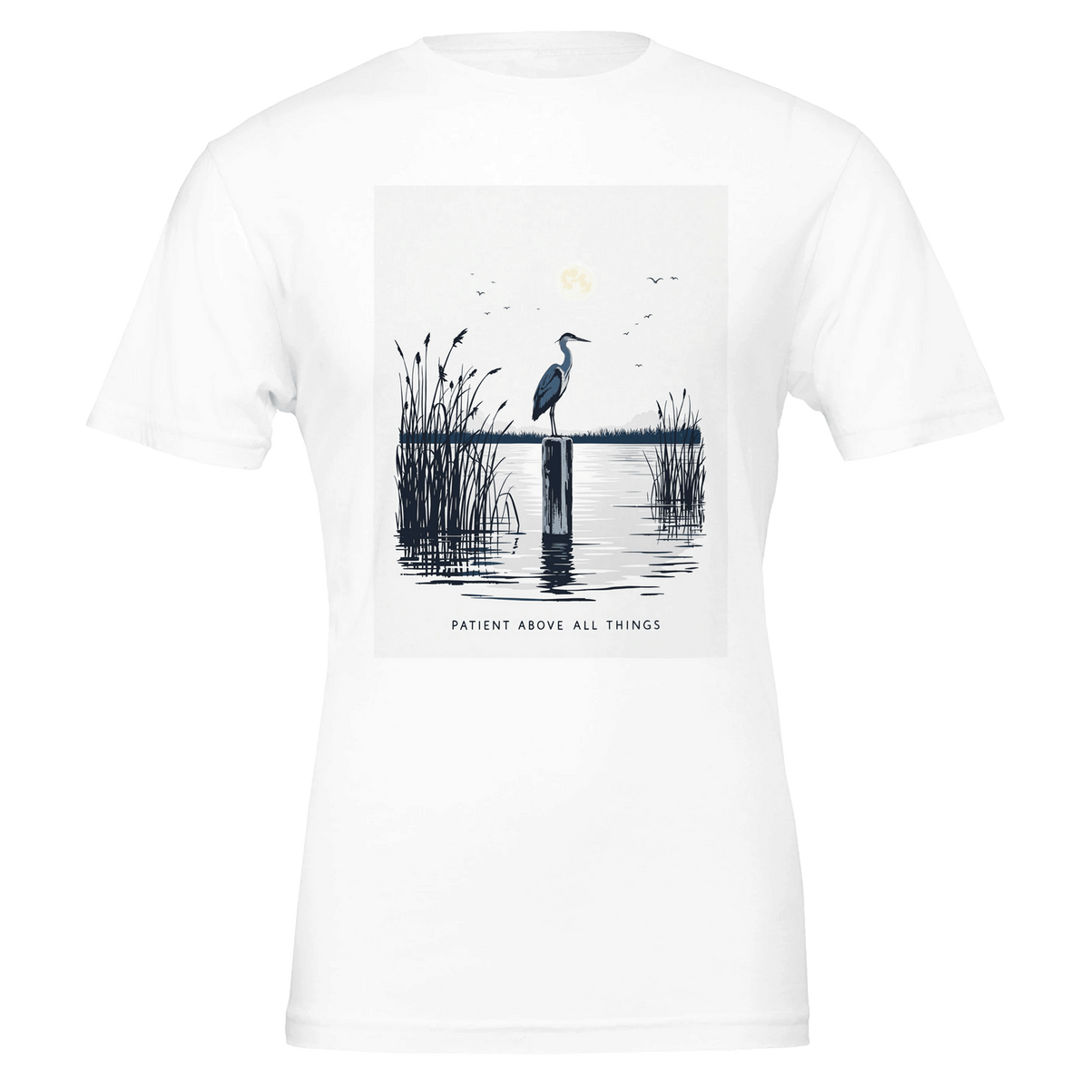 Night Heron Estuary Moonrise T-Shirt | Wildlife Nature Tee - Wild Thread Co