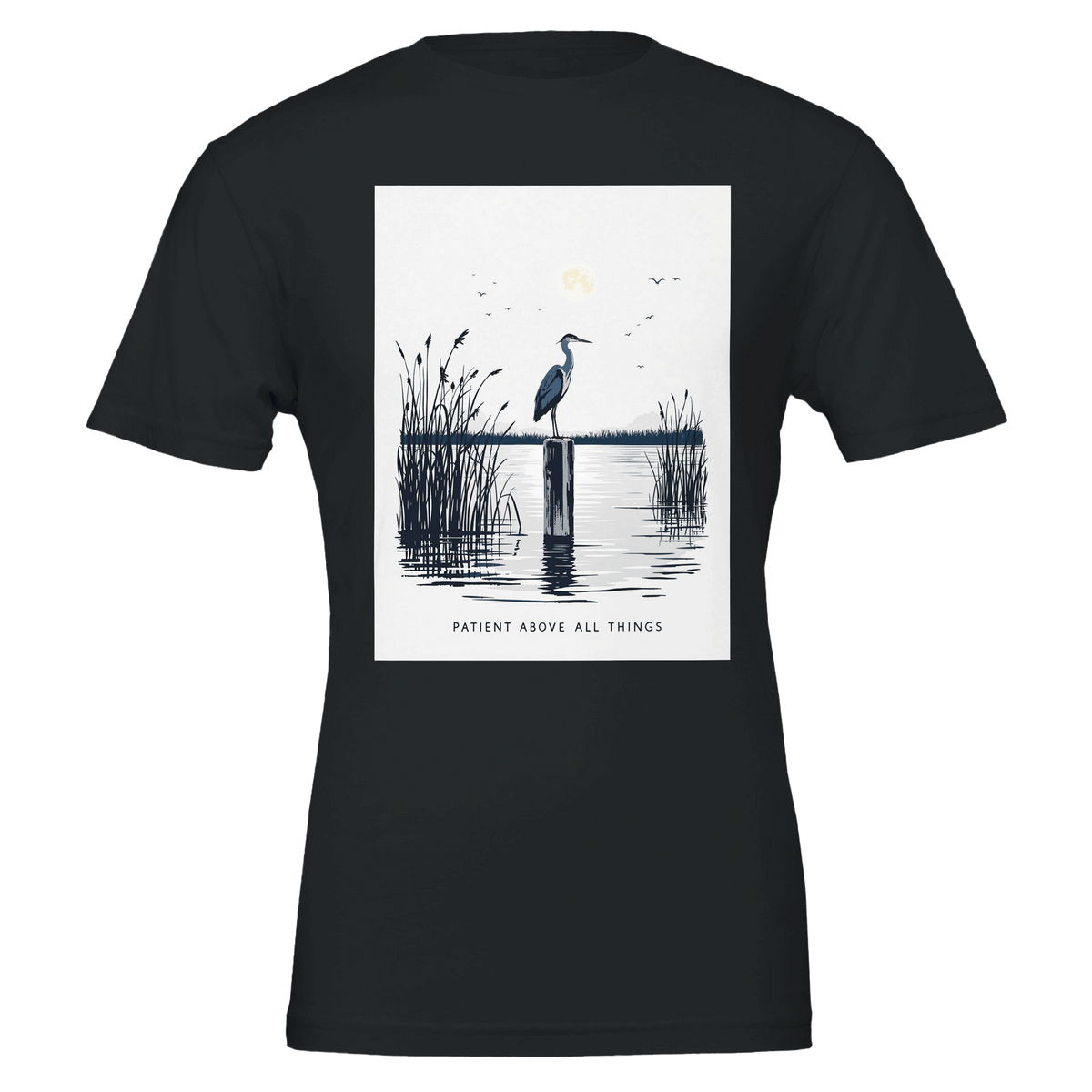 Night Heron Estuary Moonrise T-Shirt | Wildlife Nature Tee - Wild Thread Co