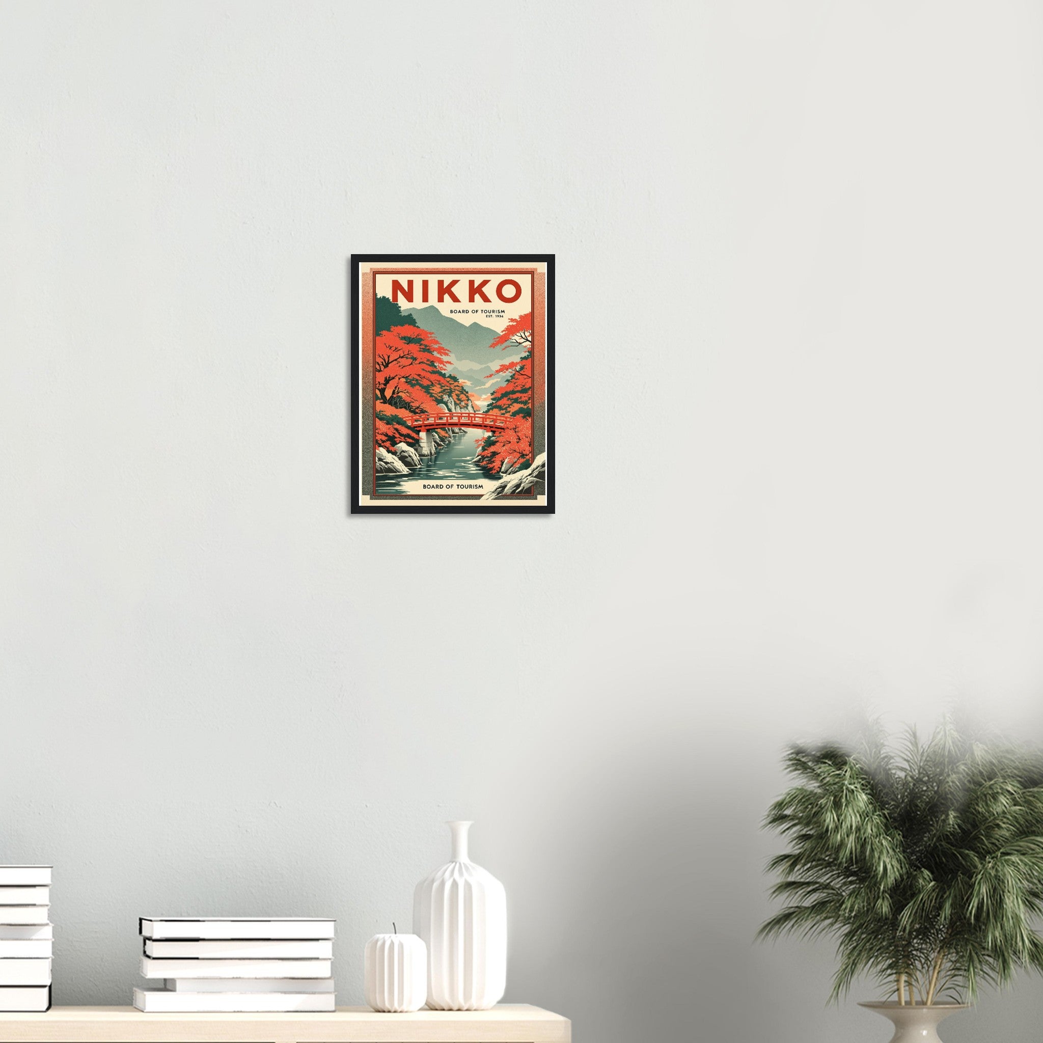 Nikko Vintage Travel Framed Print Wall Art Ready to Hang UK Framed Art Print — detail view | Wild Thread Co